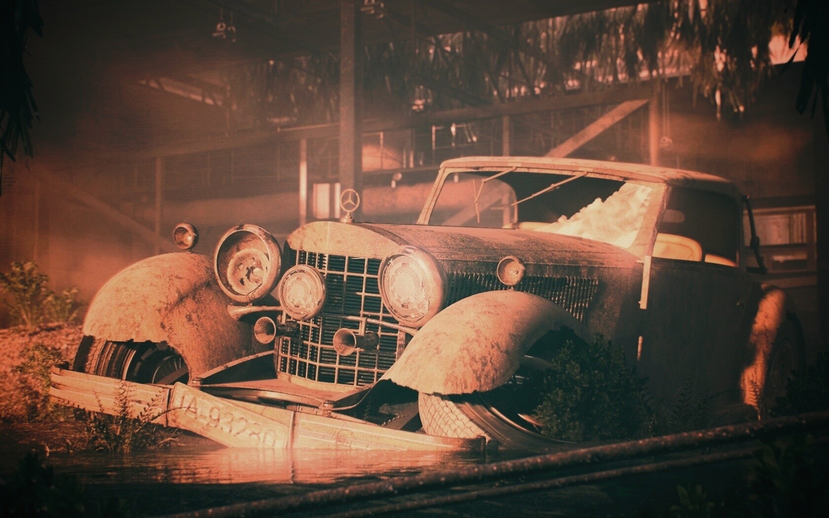 Гниющий ретро мерседес обои