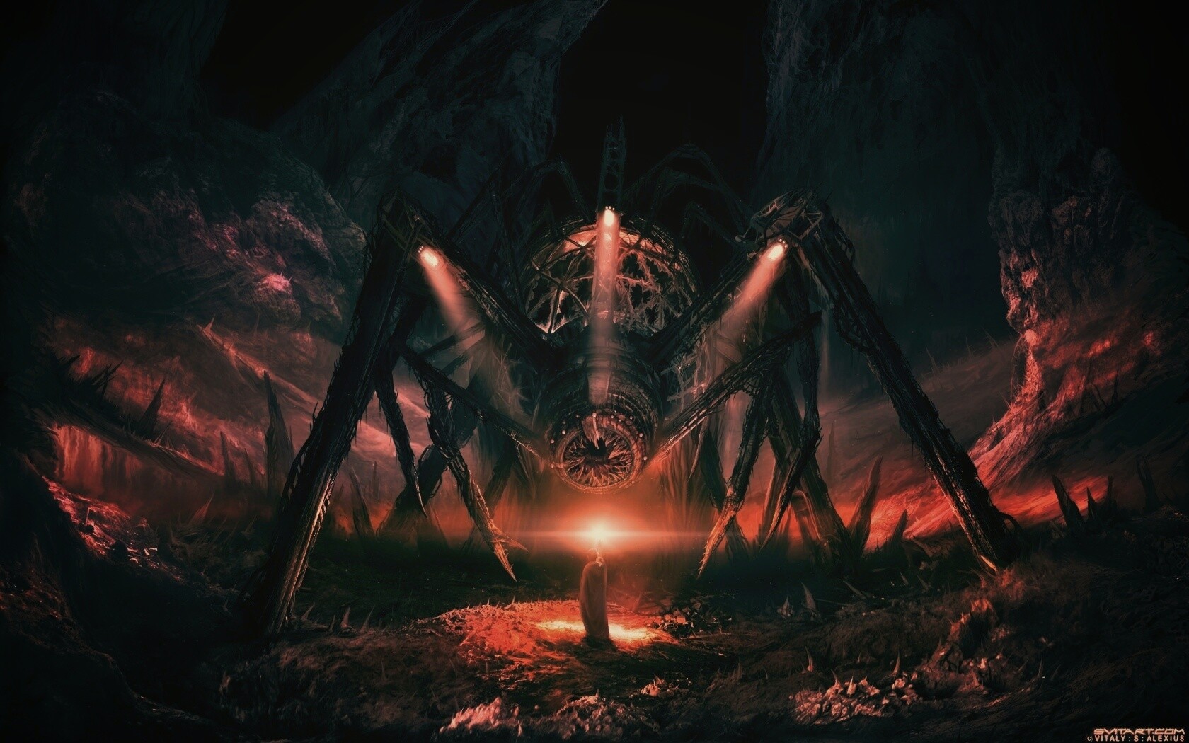 Свет против механического монстра обои