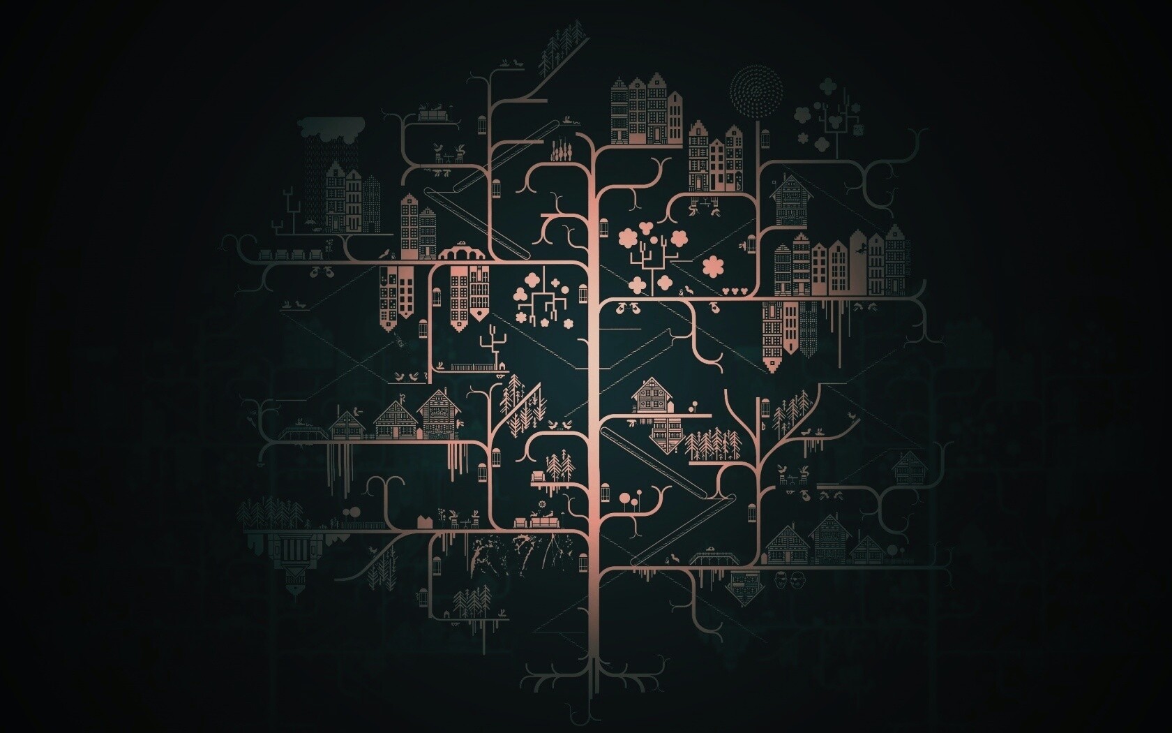 Древовидный город обои