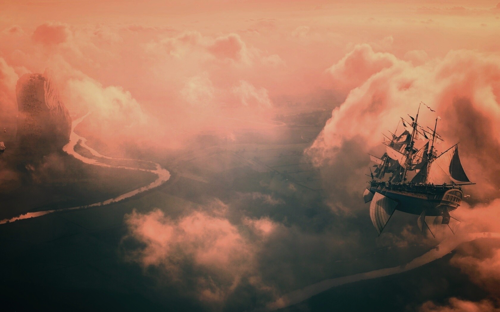 Летающий корабль обои