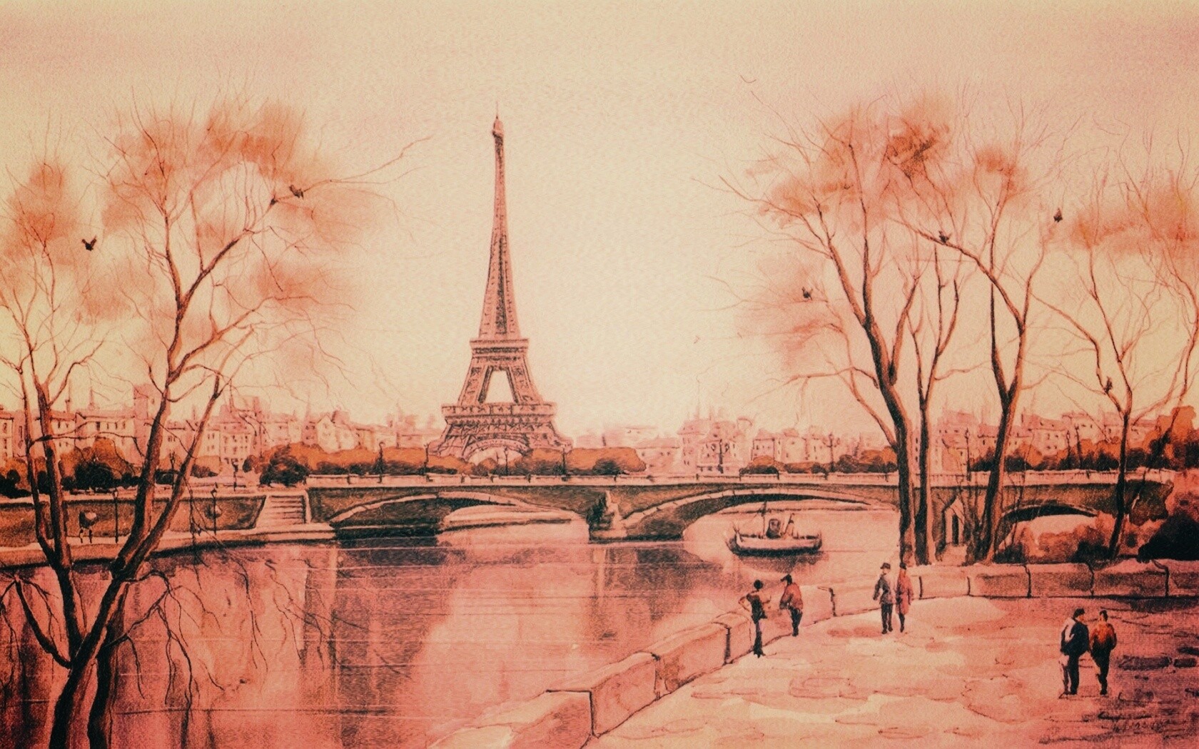 Рисунок Эйфелевой башни обои