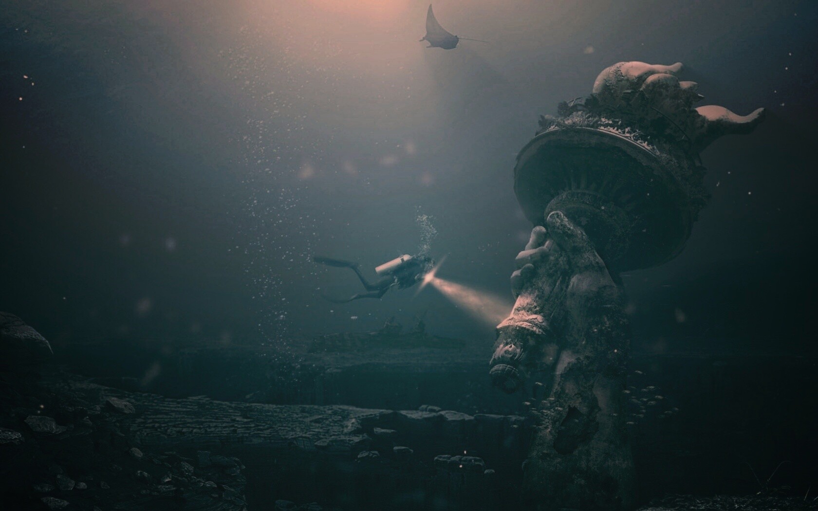 Затопленный Нью-Йорк обои