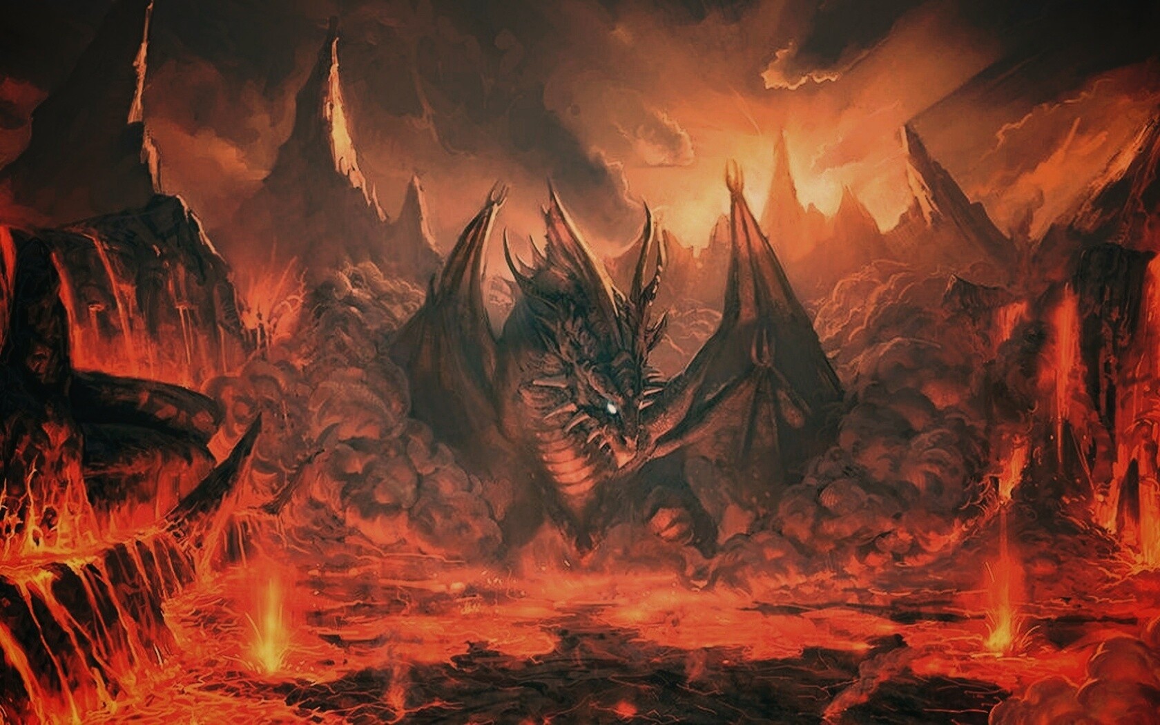 Дракон в лаве обои
