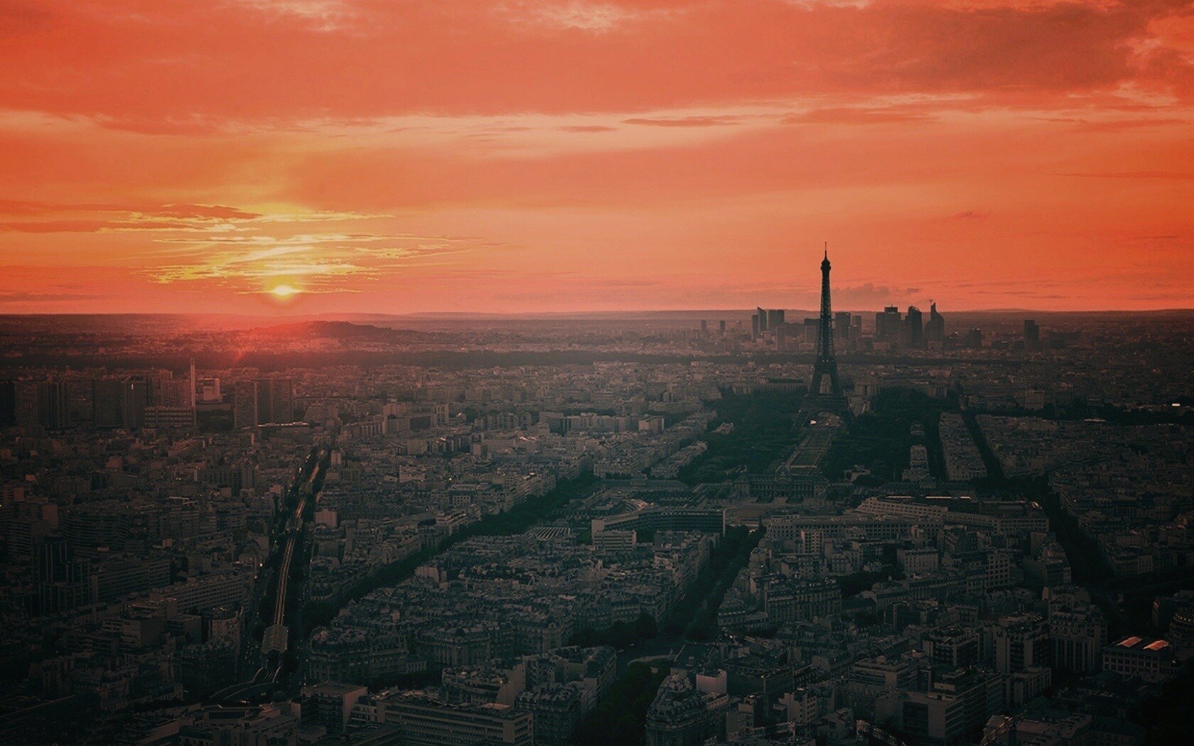 Вид на вечерний Париж обои