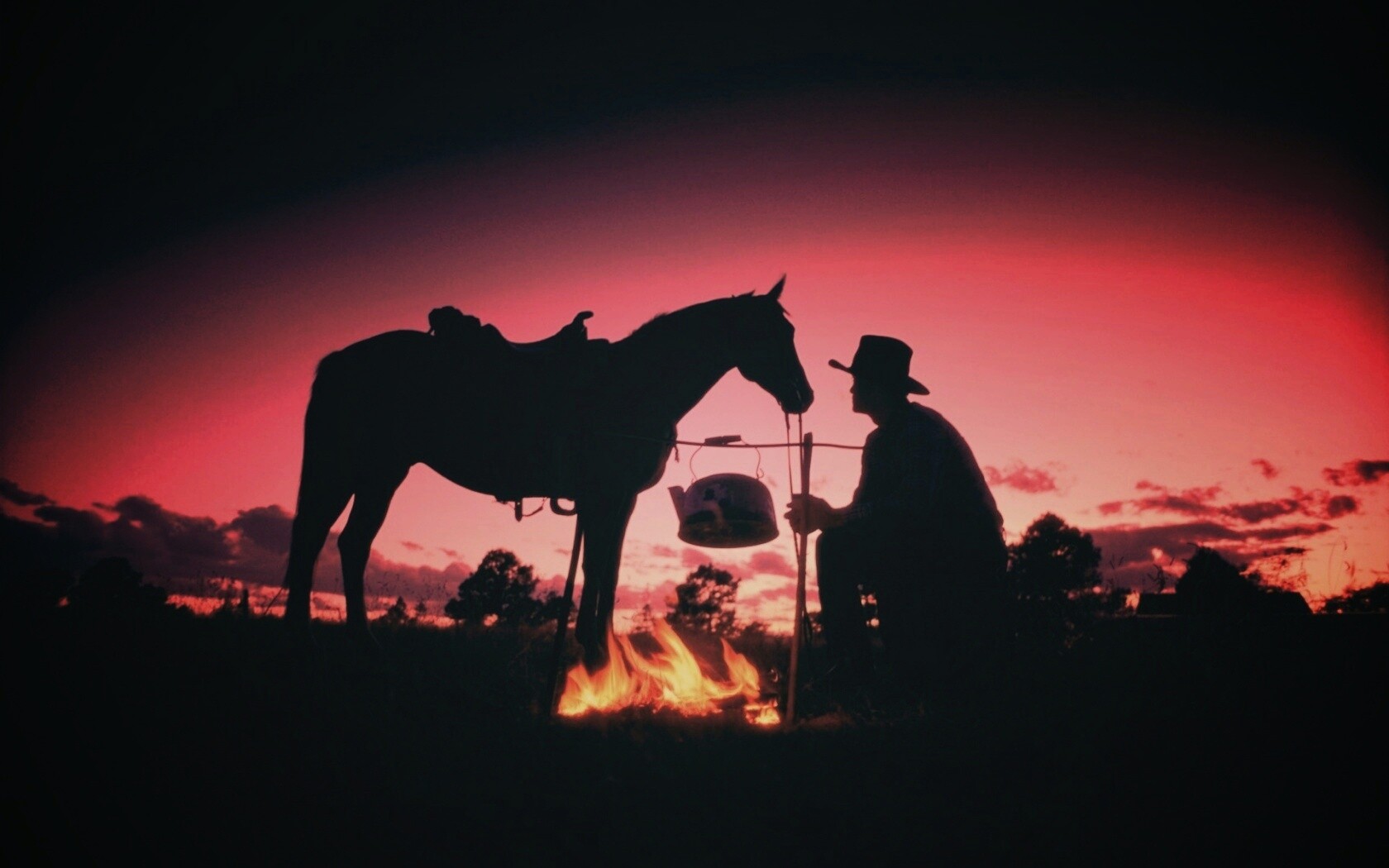 Ковбой на привале обои