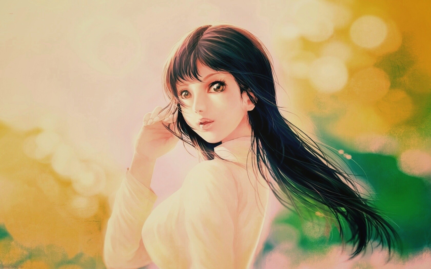 Девушка вполоборота обои