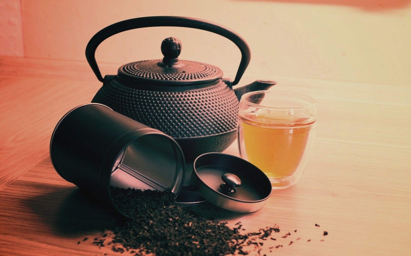 Черный чайный набор обои