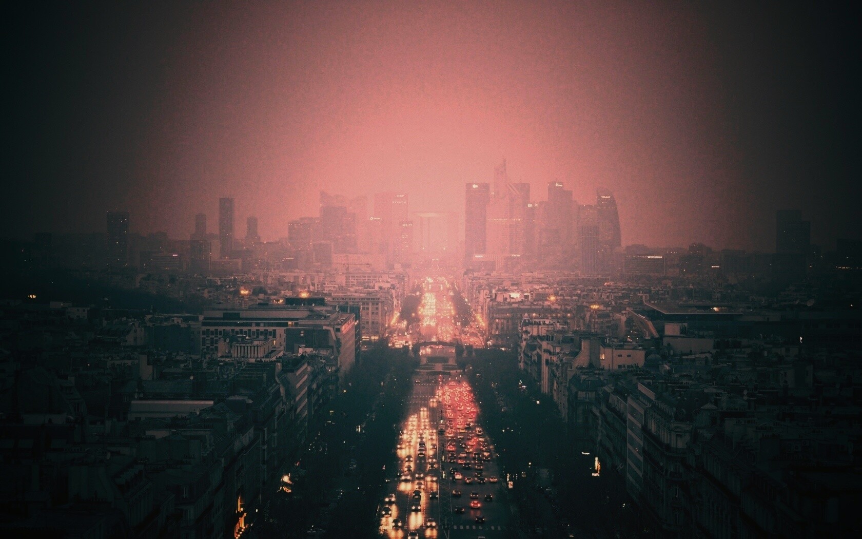 Ночной город в тумане обои