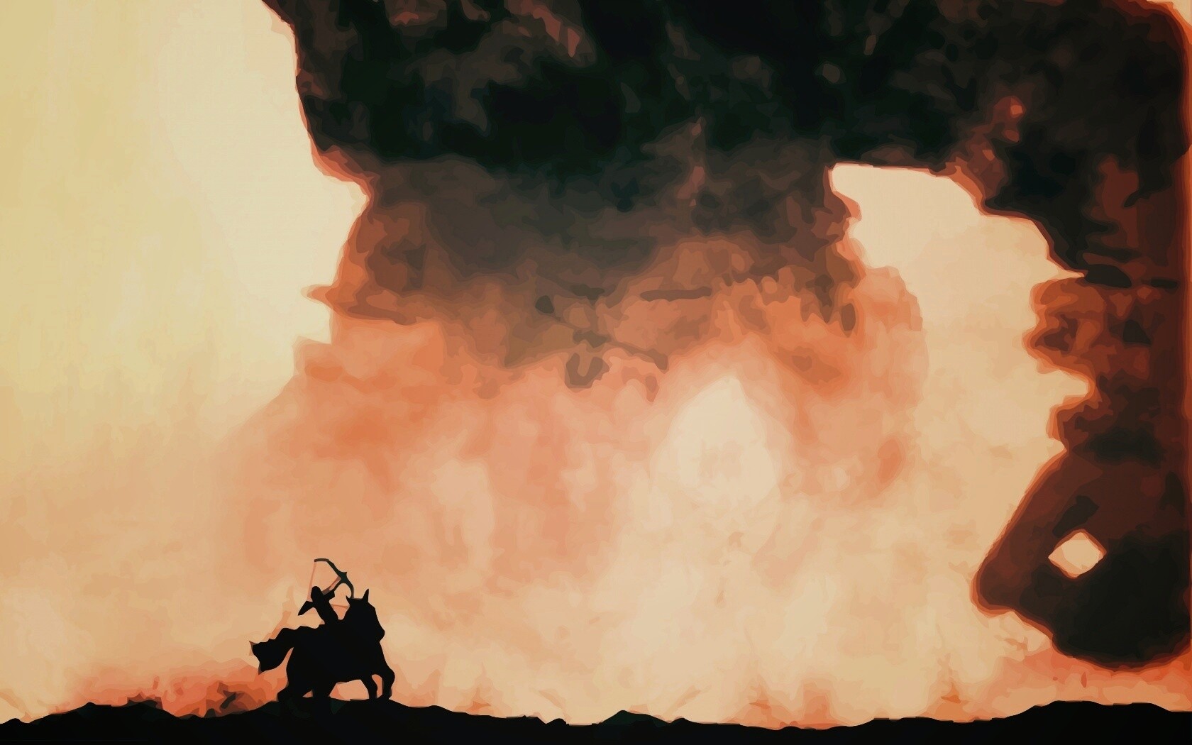 Всадник и огромный голем обои