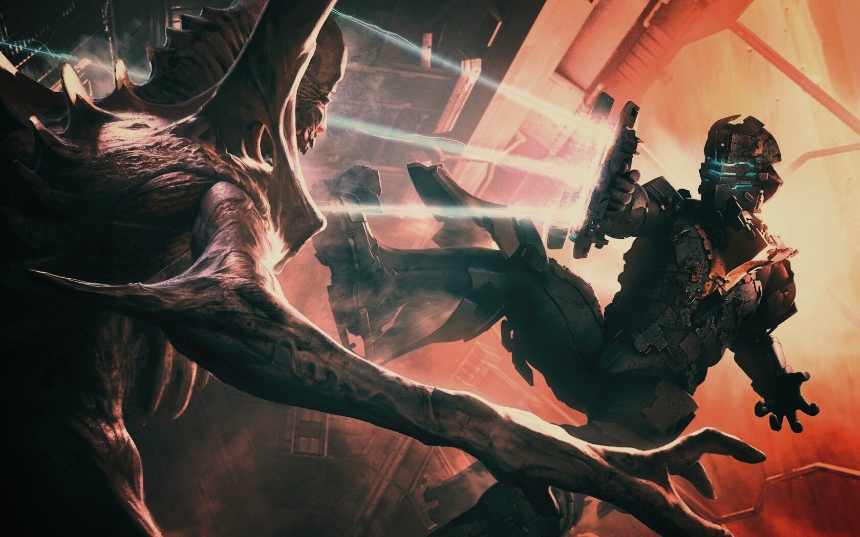 Айзек Кларк стреляет в монстра обои