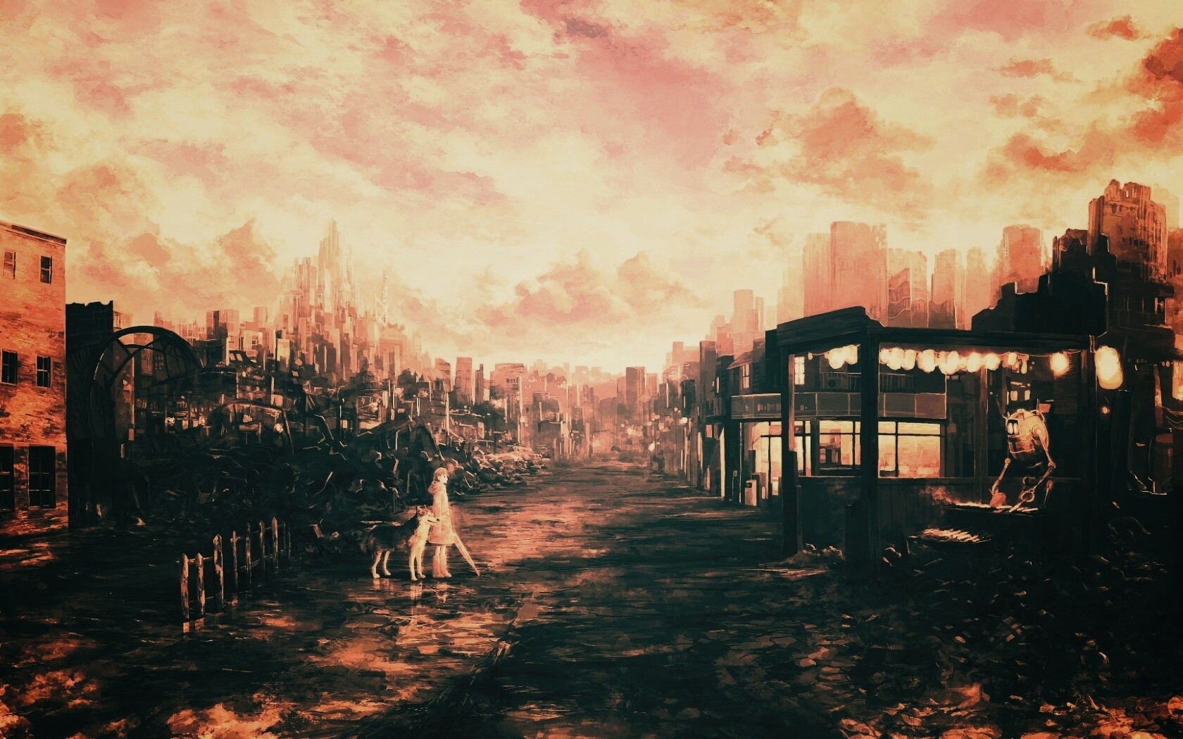 Девушка с собакой обои