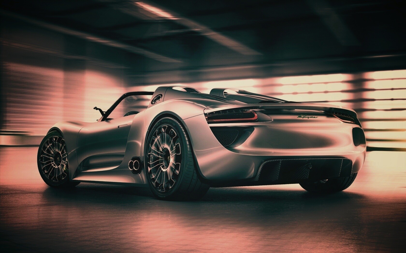 Porsche 918 Spider вид сзади обои