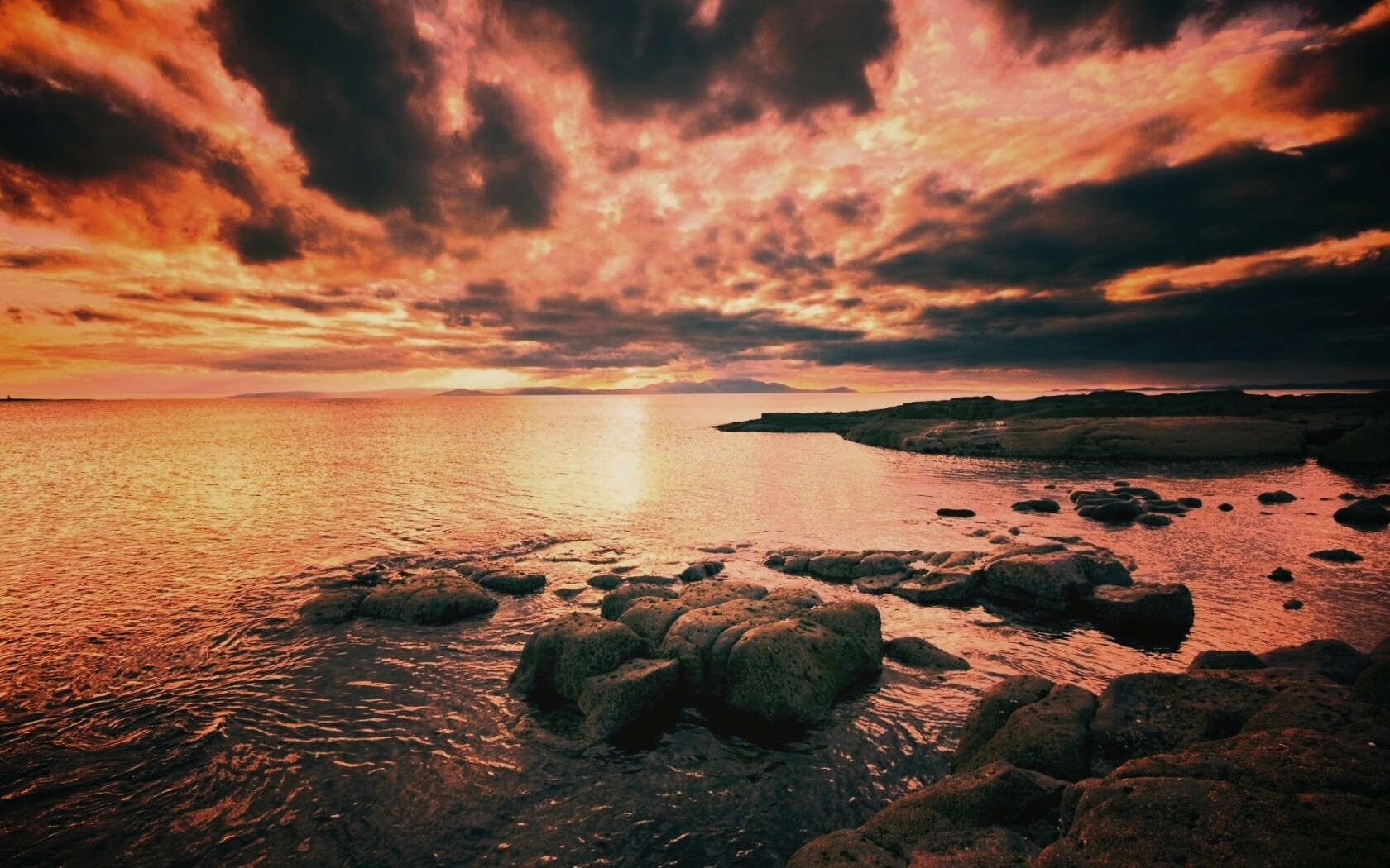 Красивый вид на вечернее море обои