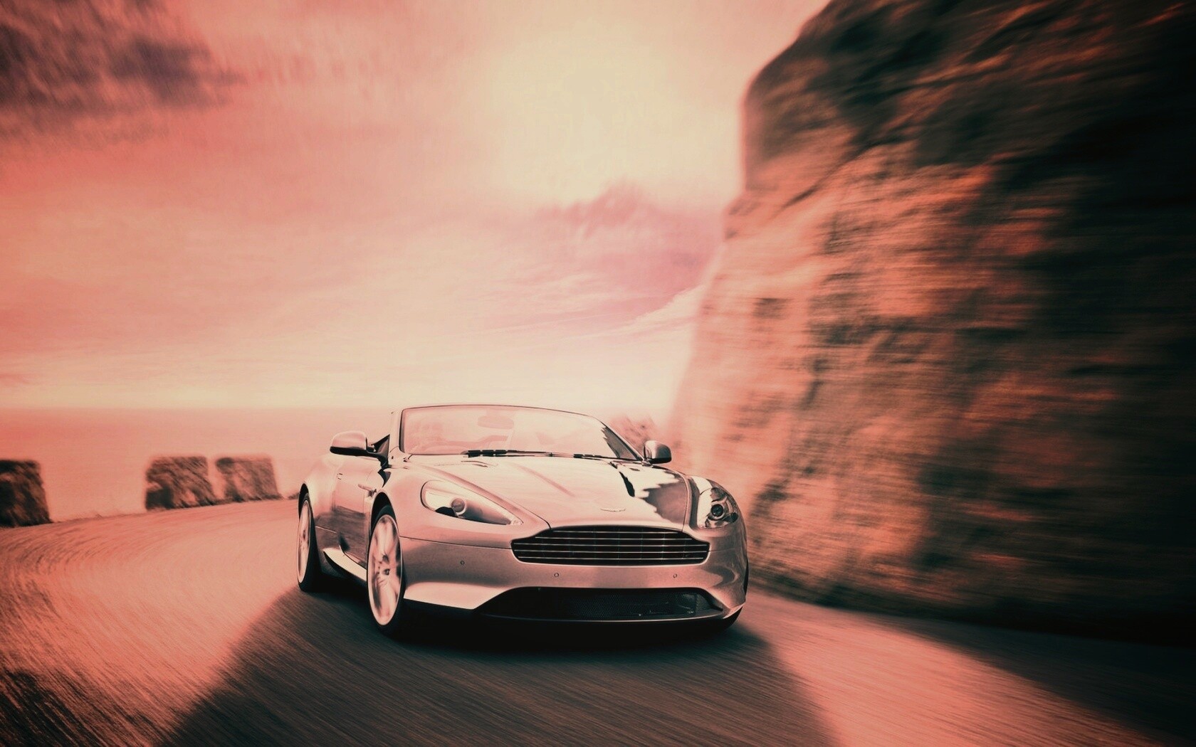 Aston Martin на повороте обои