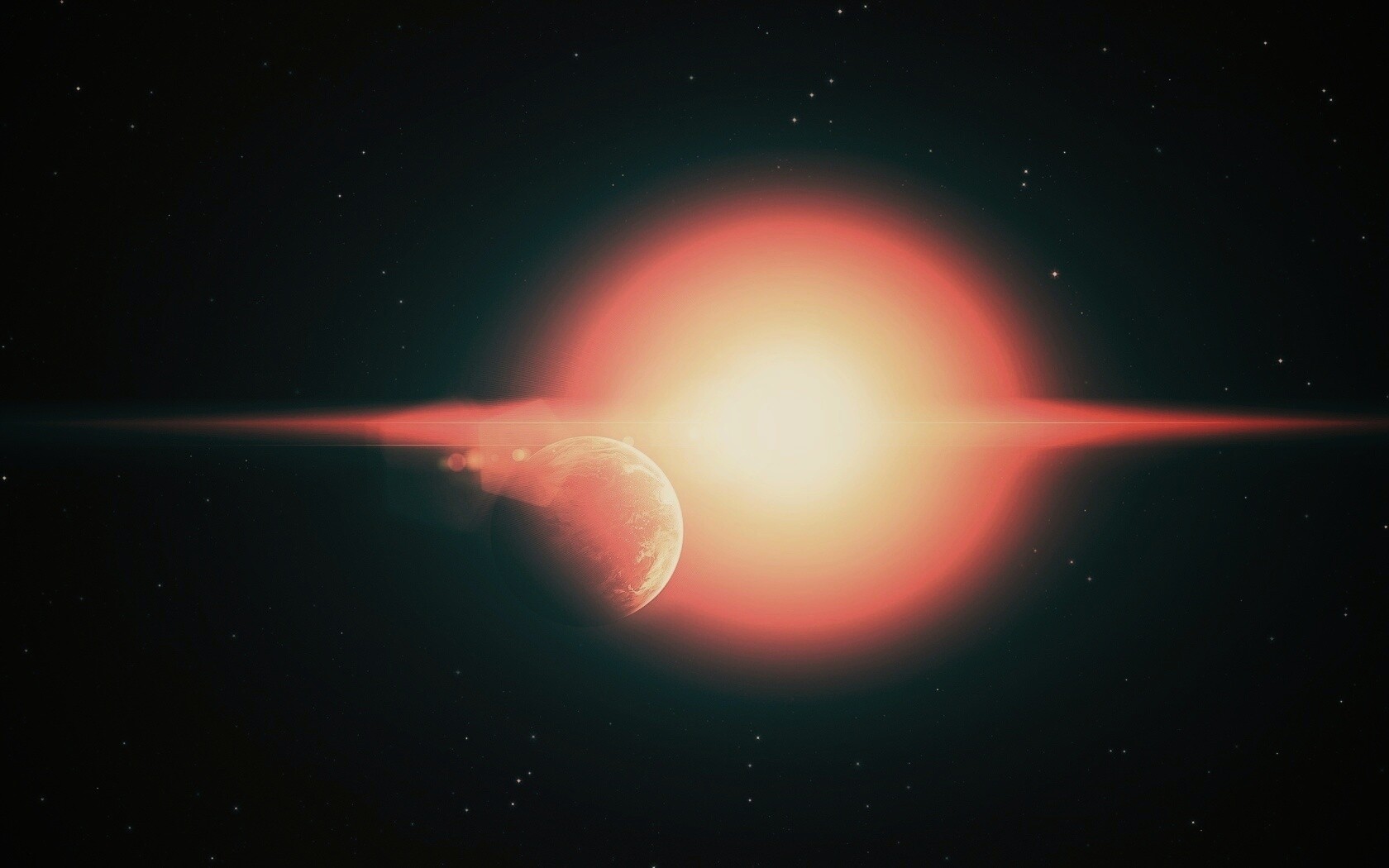 Планета на фоне звезды обои