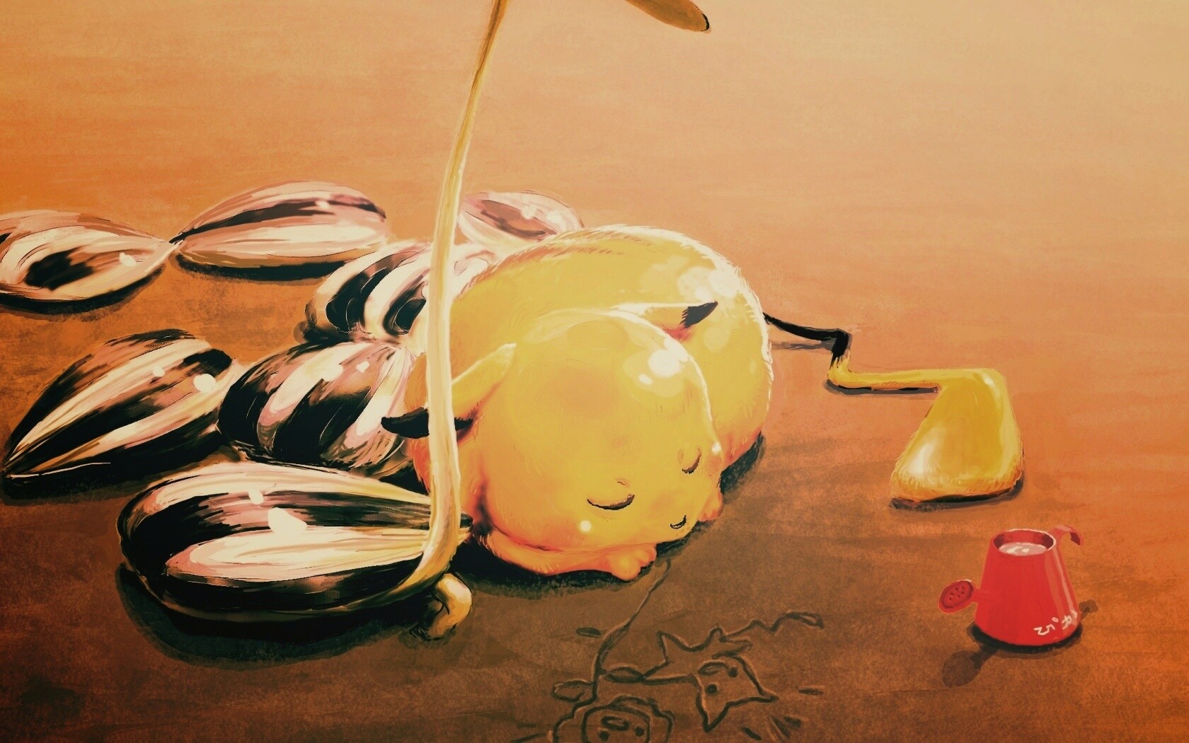 Пикачу отдыхает обои