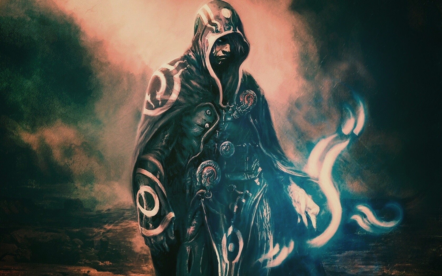 Темный маг в плаще-накидке обои