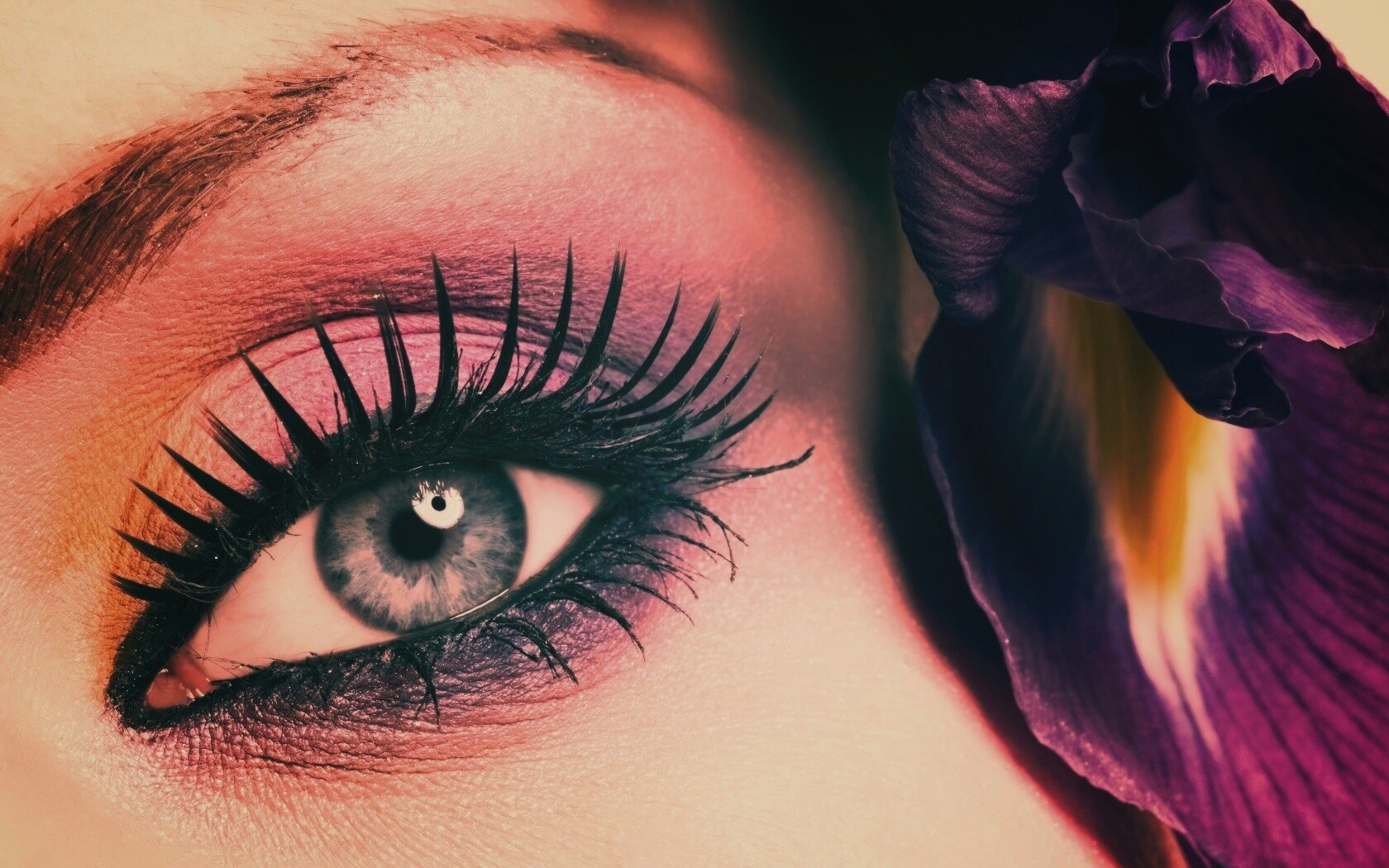 Макияж и цветок обои