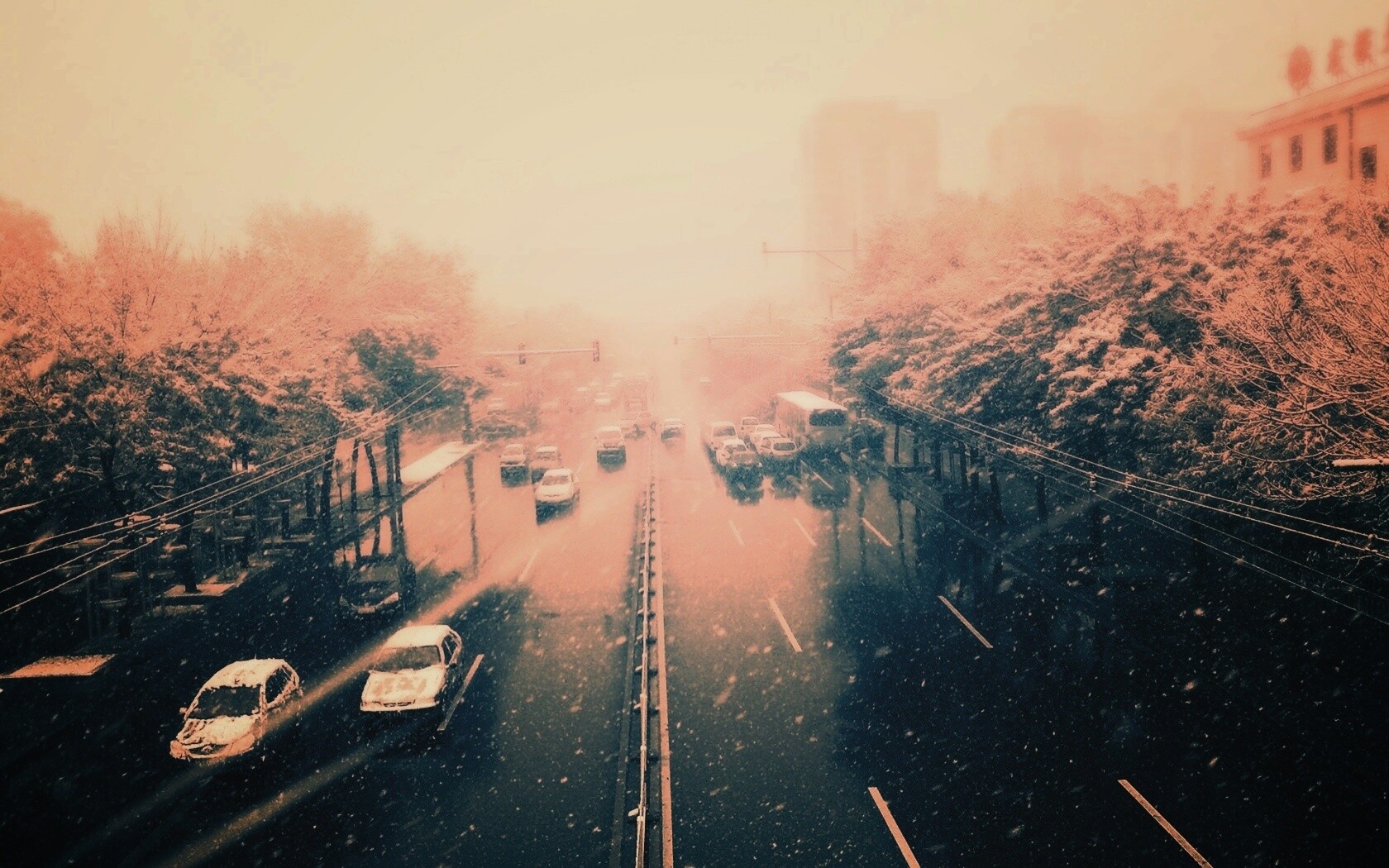 Снегопад в токио обои