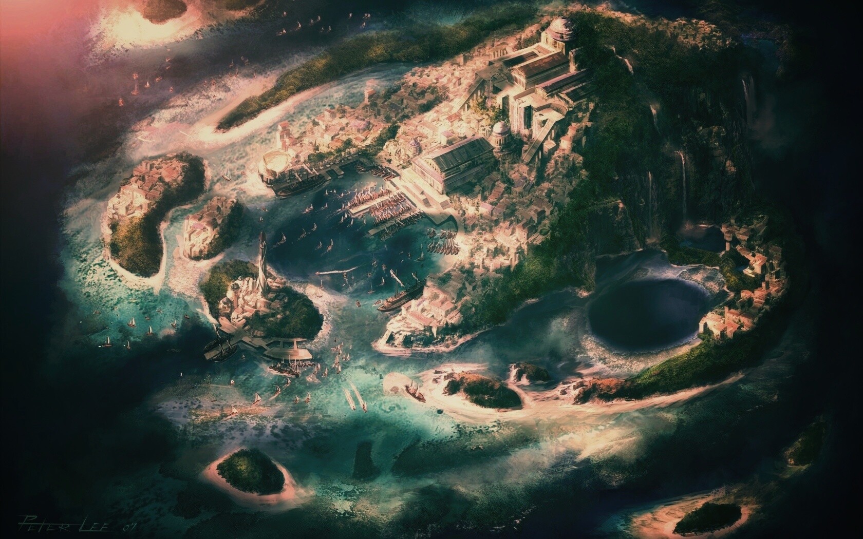 Город на острове обои