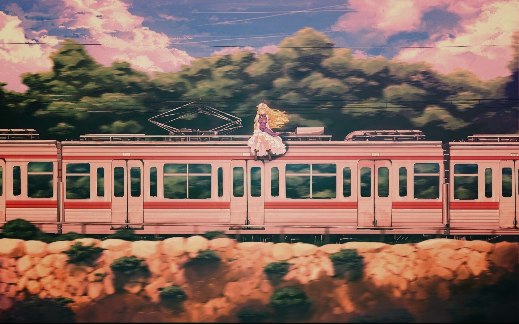 Девушка на крыше поезда обои