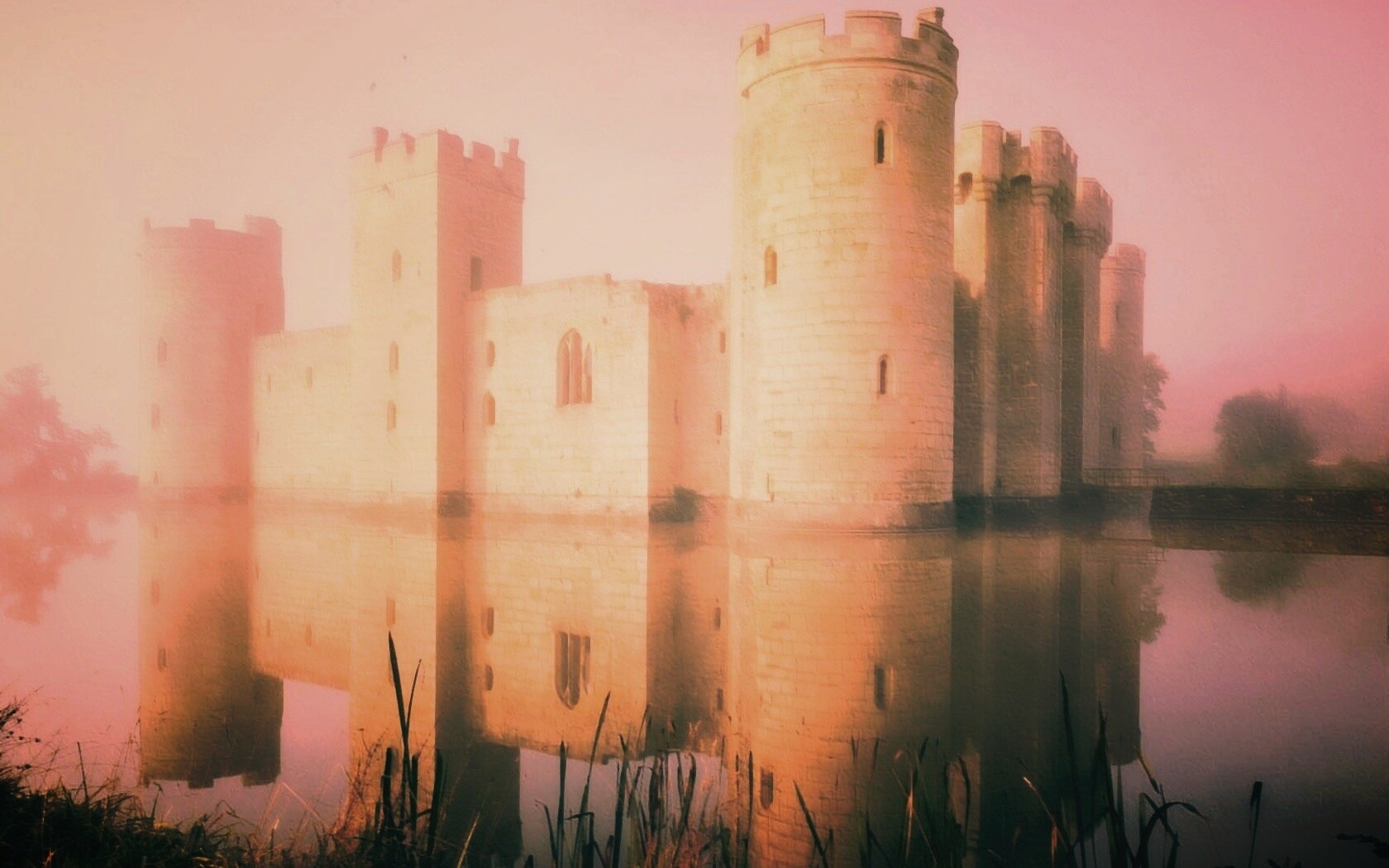 Замок на озере обои