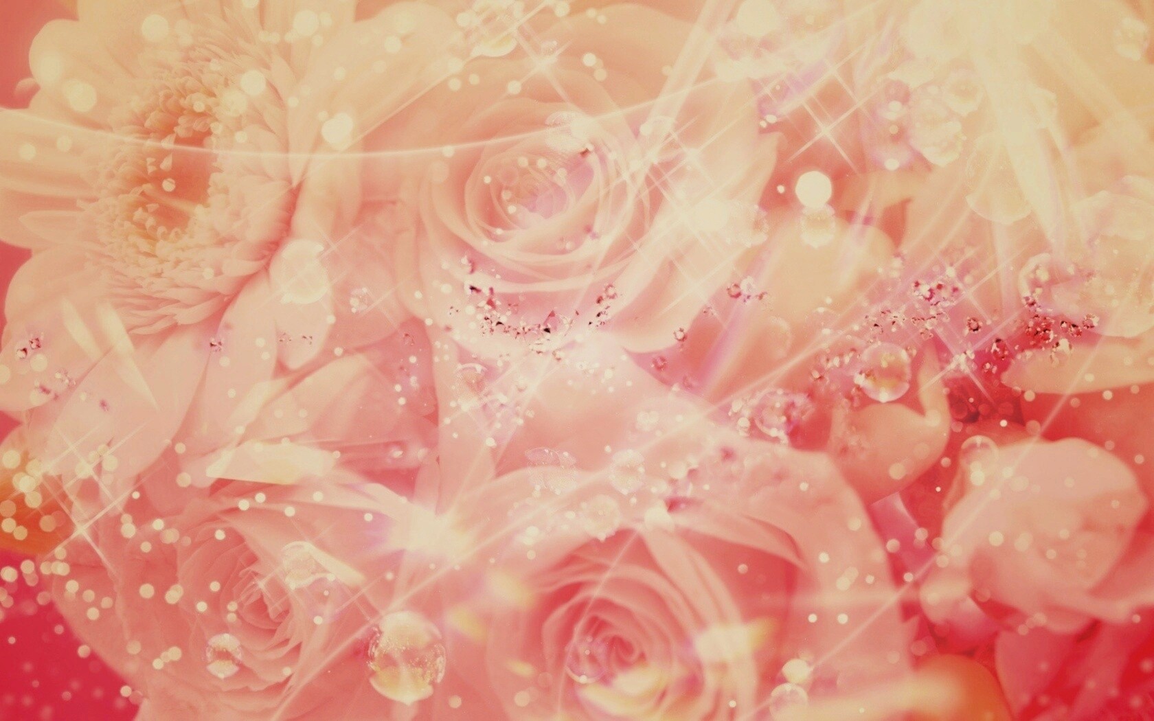 Розово-розовая абстракция с цветами обои