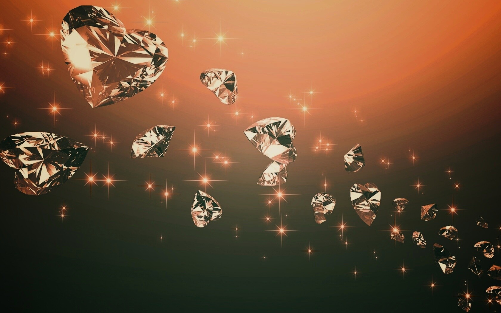 Бриллиантовые сердца обои