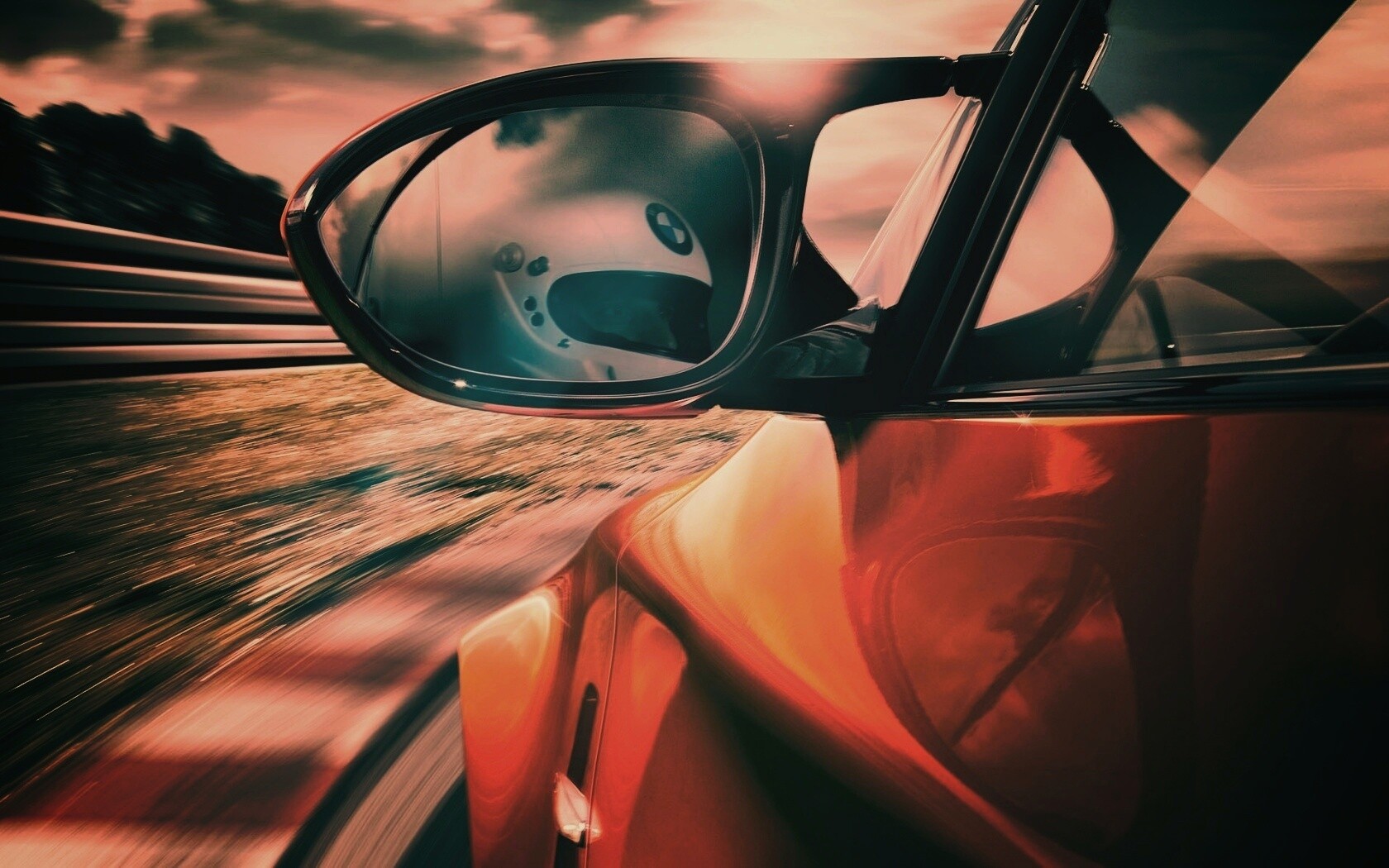 Отражение в боковом зеркале BMW M1 обои