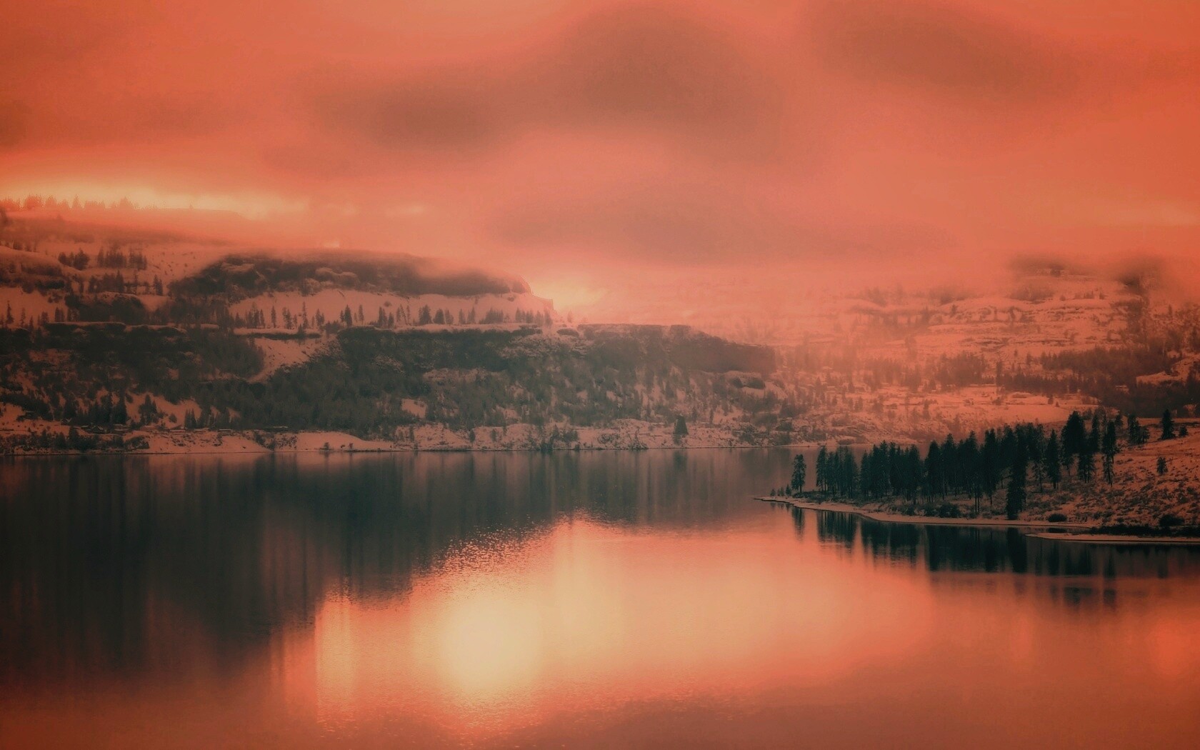 Озеро зимой обои