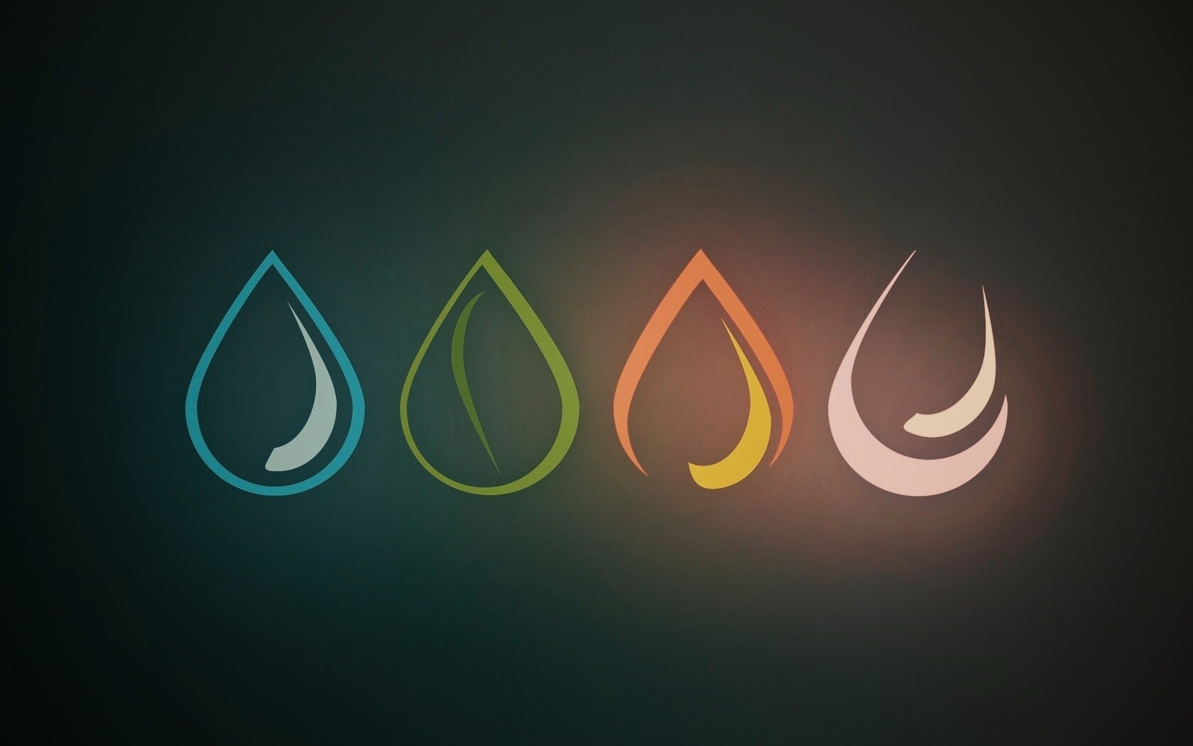 Четыре стихии в каплях обои