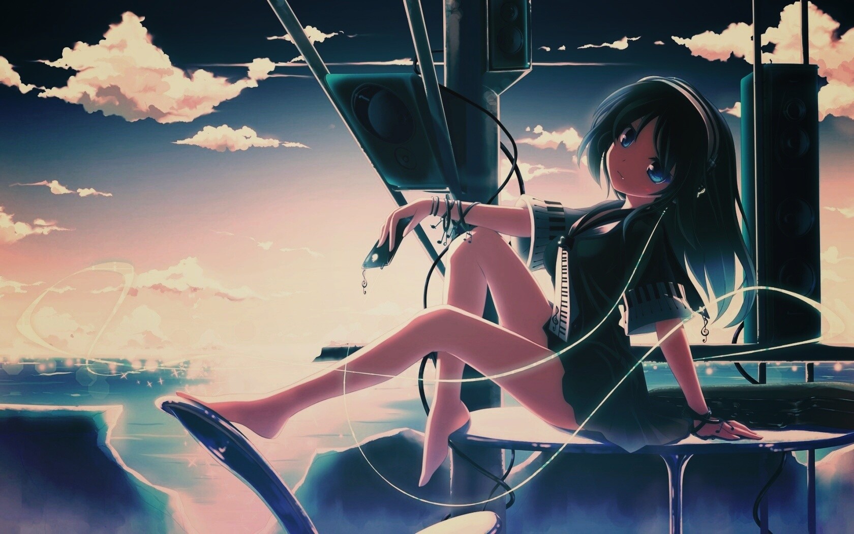 Девочка с плеером обои