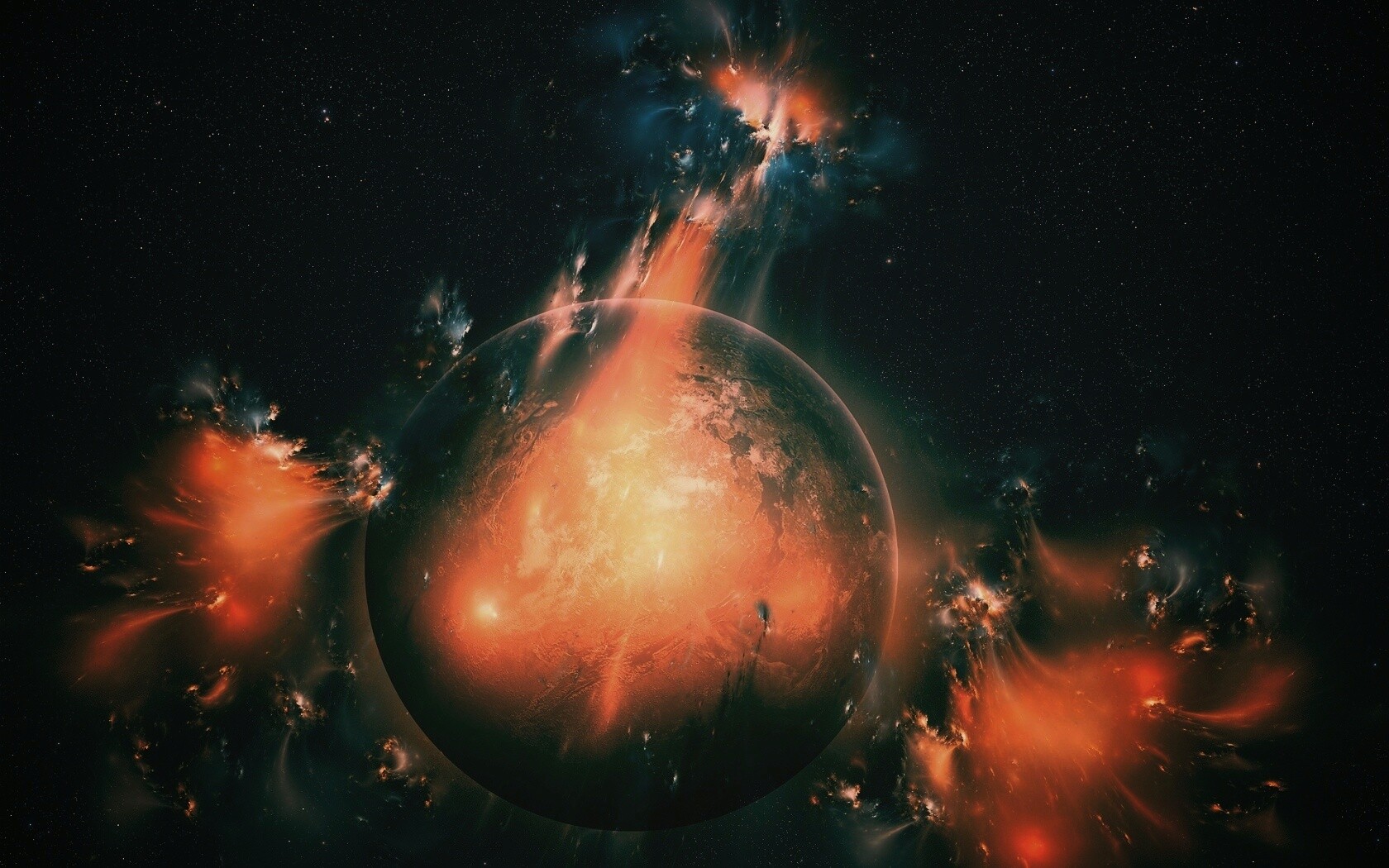 Планета в огнях обои