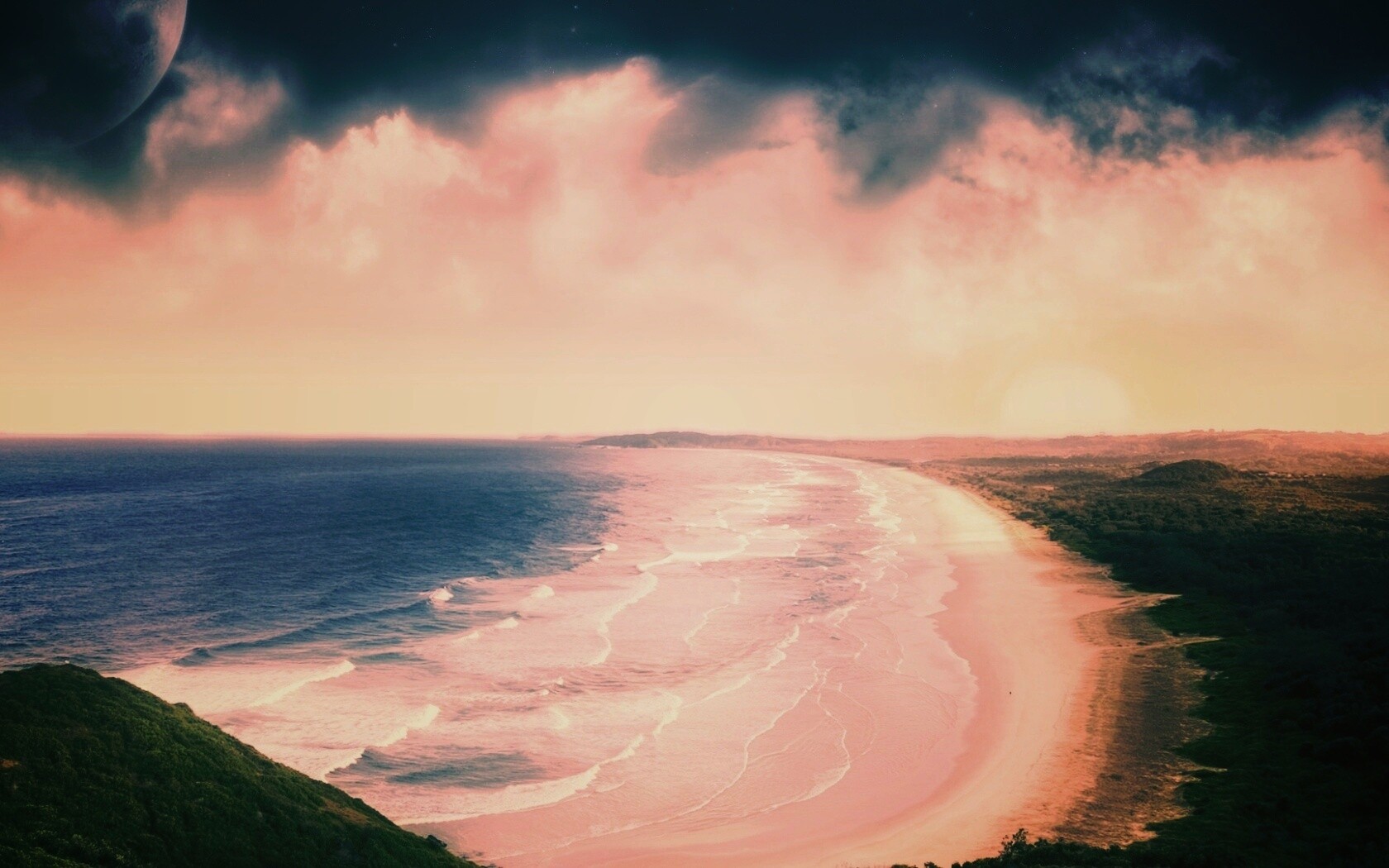 Берег до горизонта обои