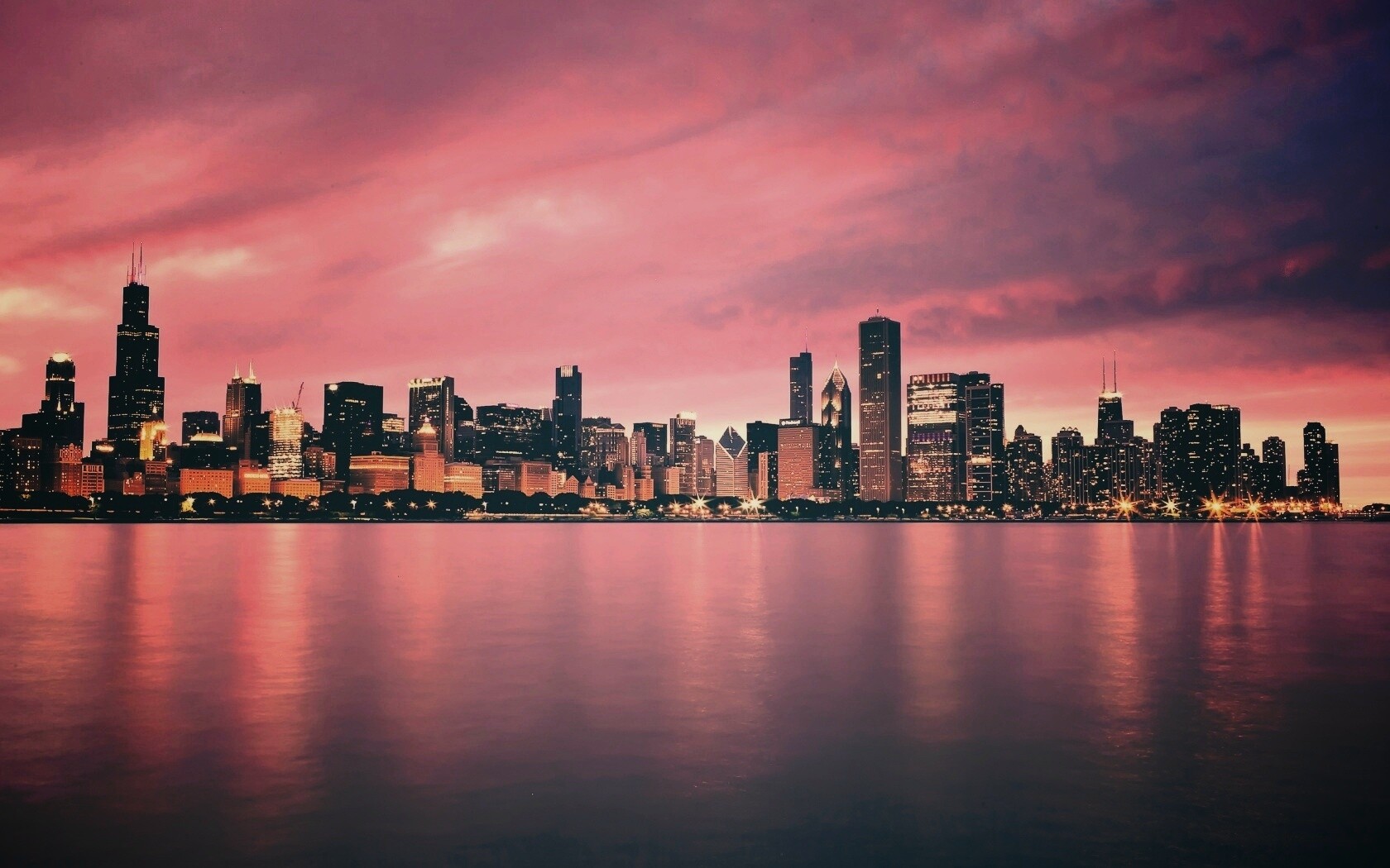 Чикаго с воды обои