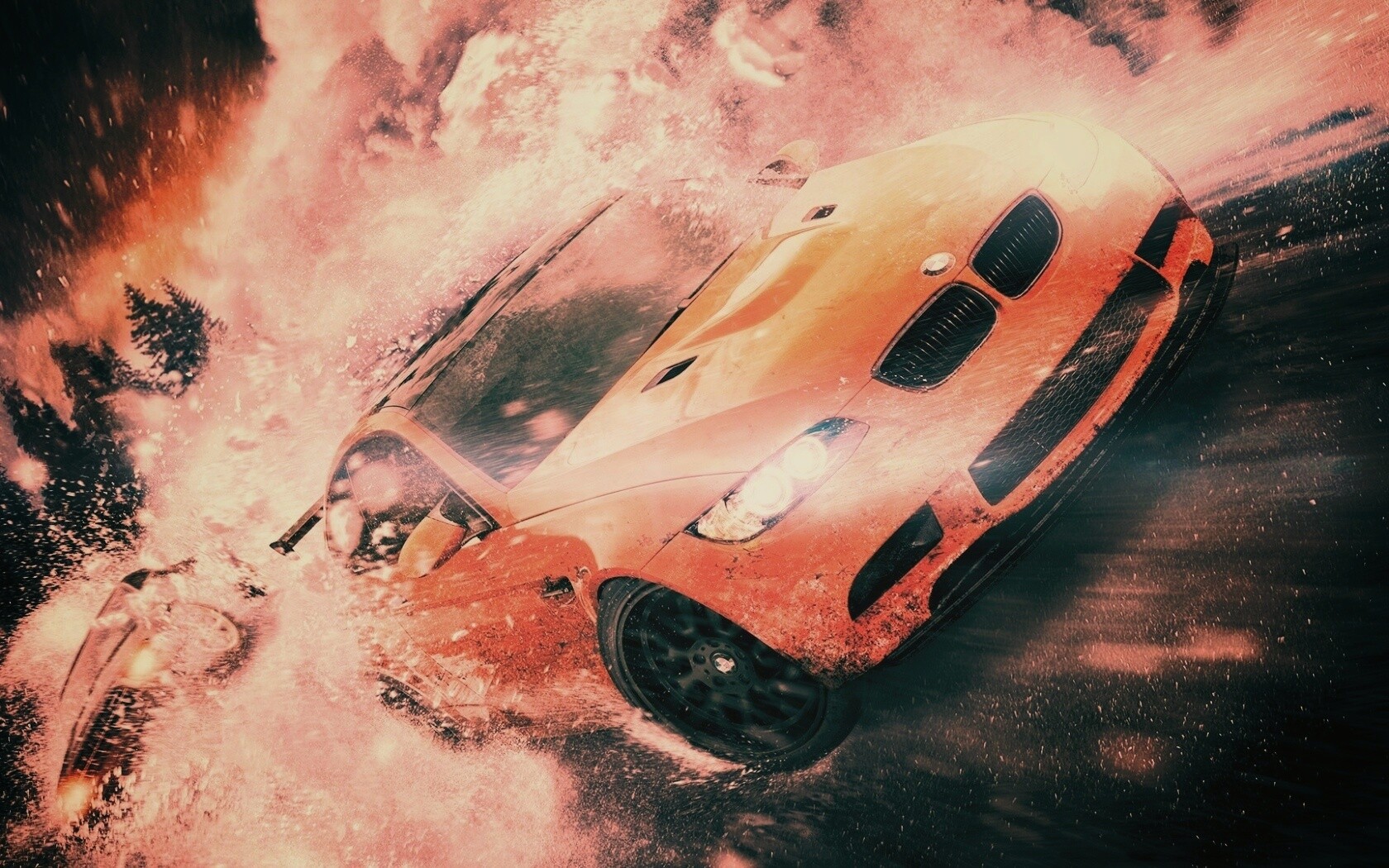 Погоня за оранжевым BMW обои