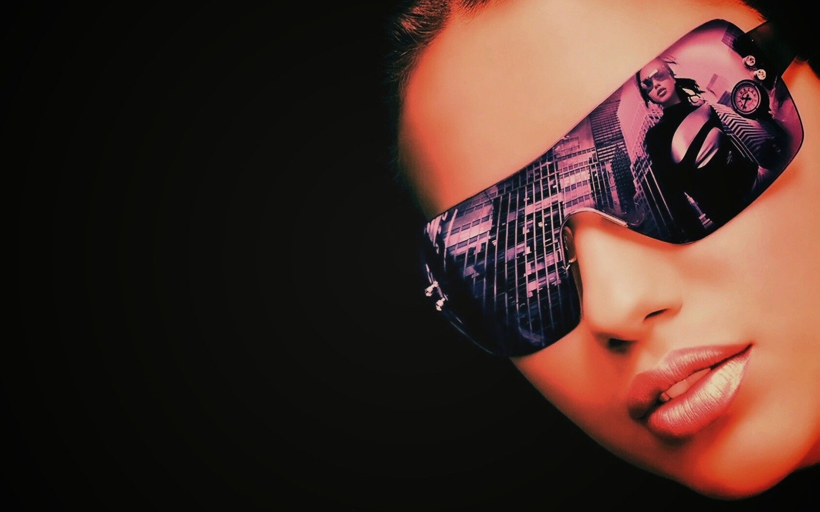 Девушка в стильных очках обои