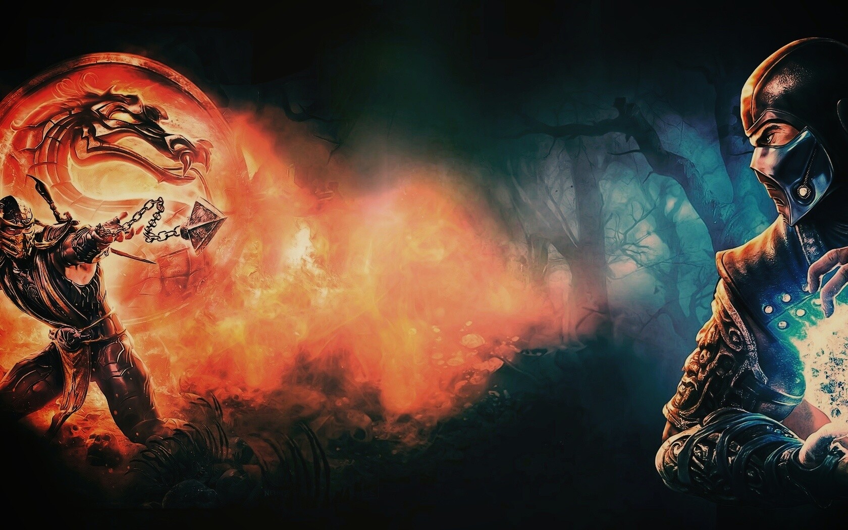 Бой SubZero и Scorpion из Mortal Kombat обои