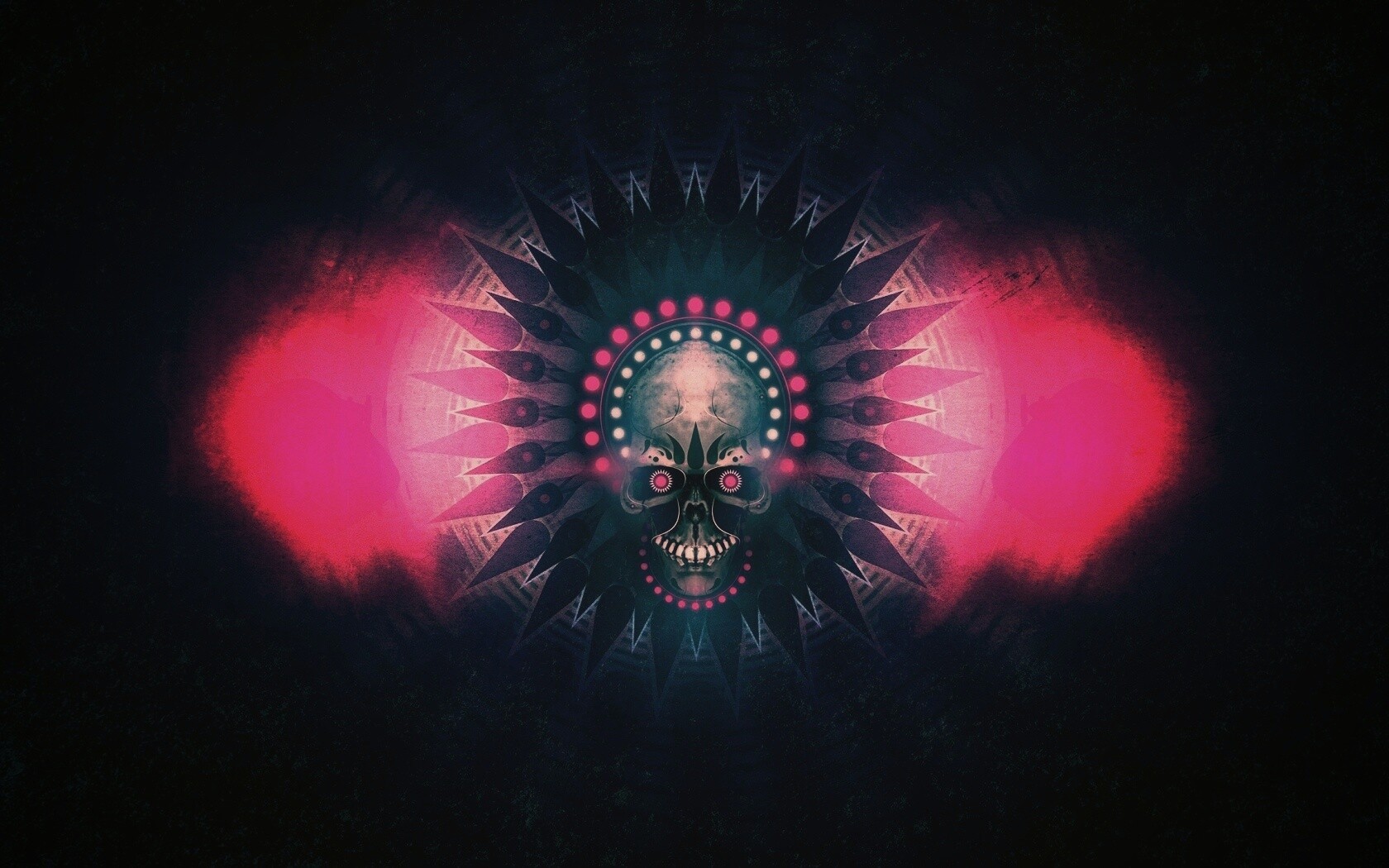 Неоновый череп обои