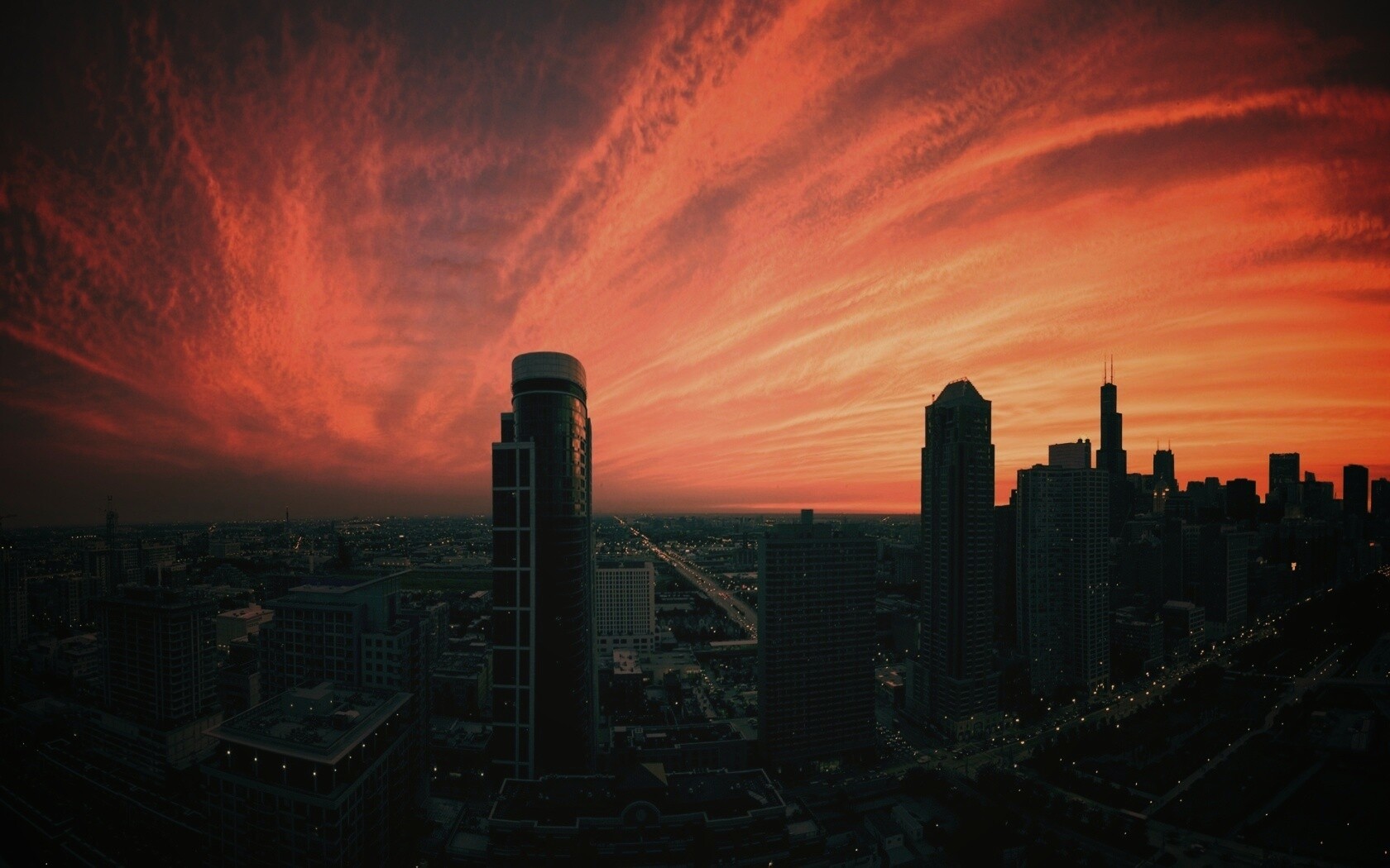 Сумерки в городе обои