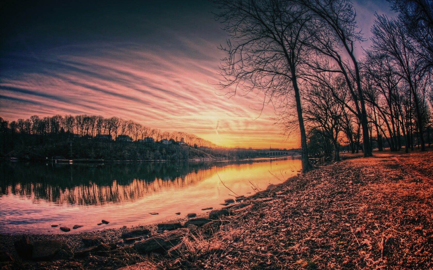 Осенний закат обои