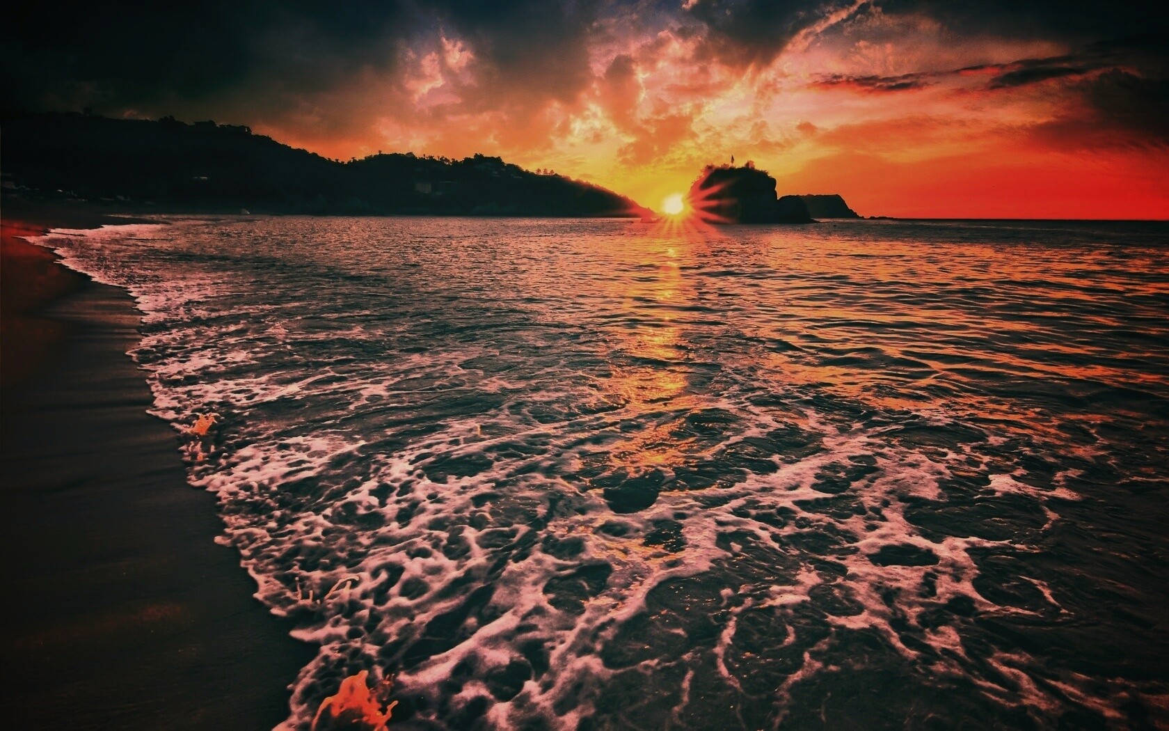 Закат в лагуне обои