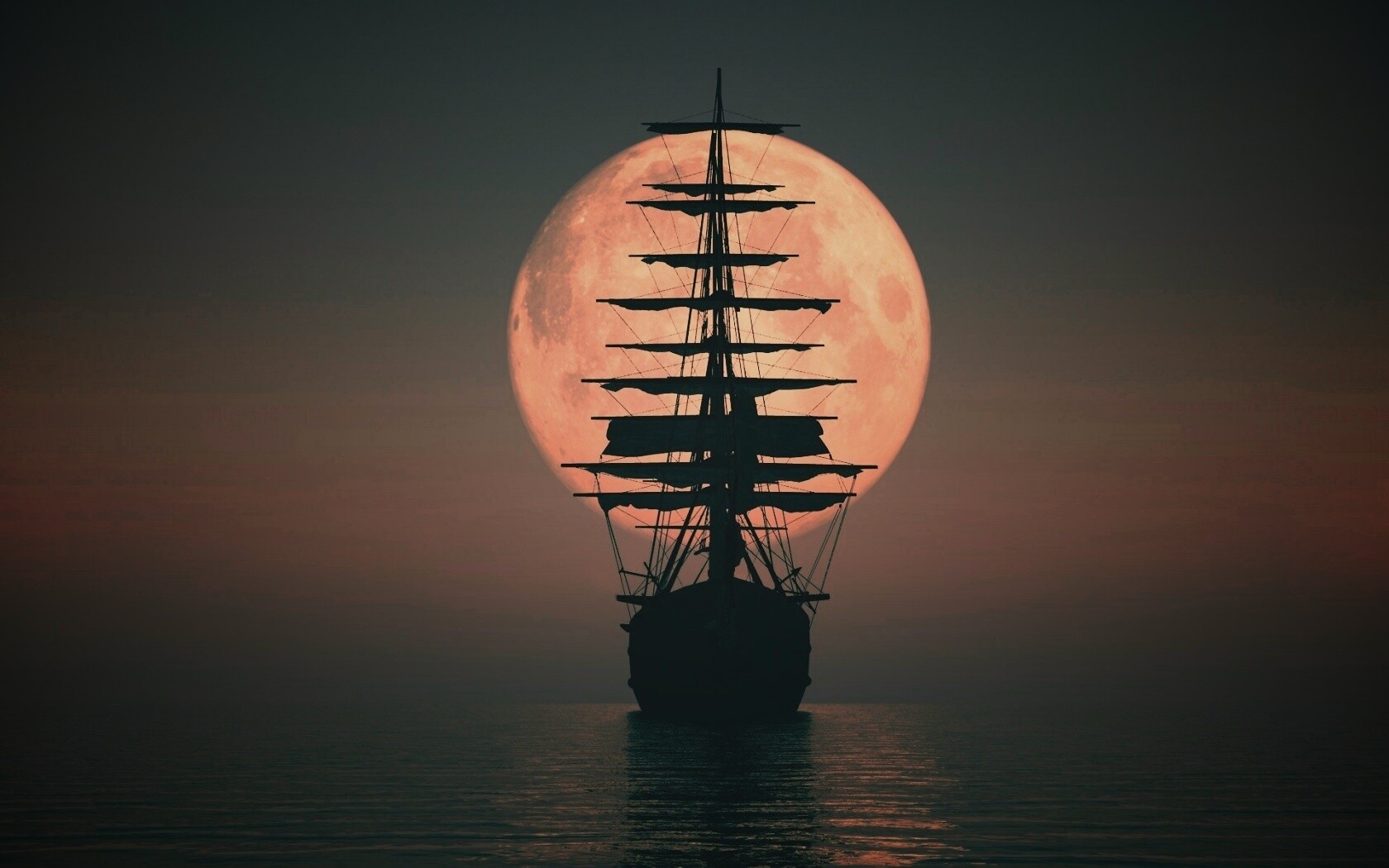 Корабль со спущенными парусами обои