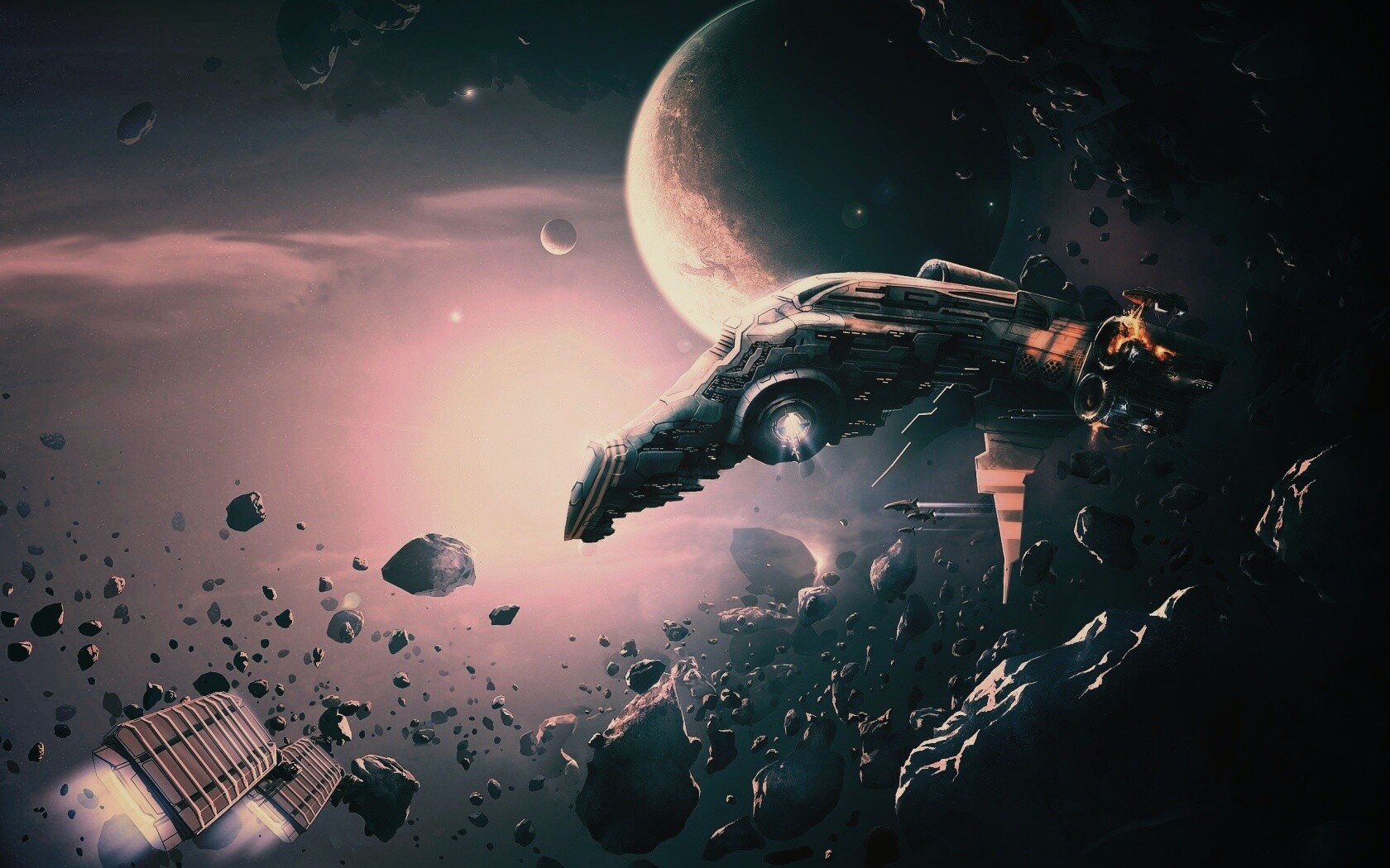 Космические корабли в поясе метеоритов обои