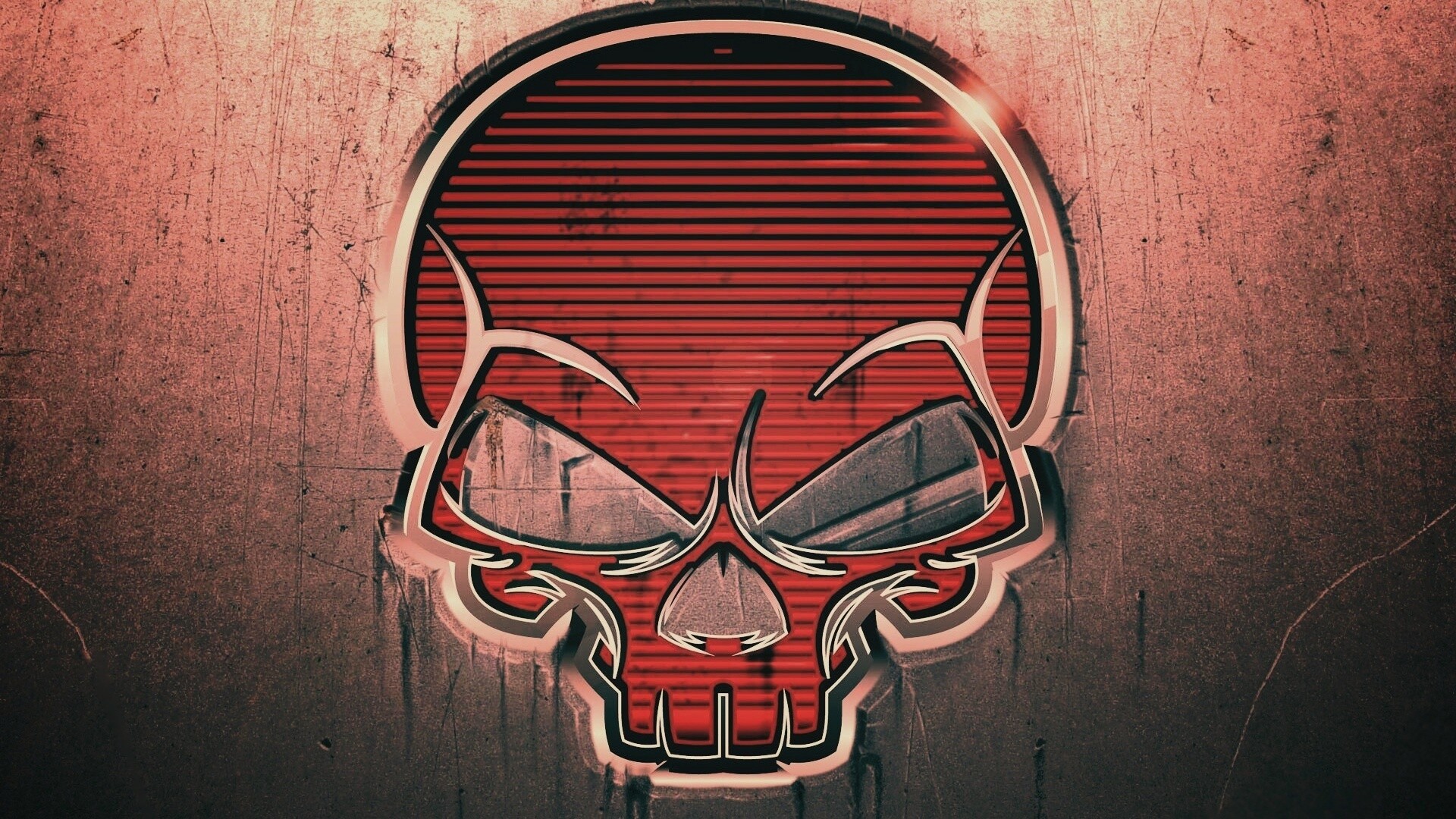 Красный череп лого обои