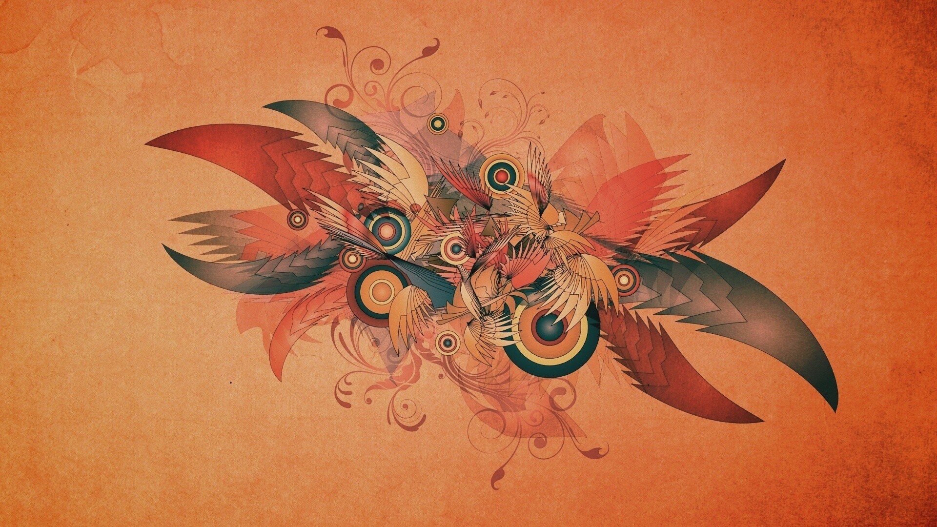 Перья и круги обои