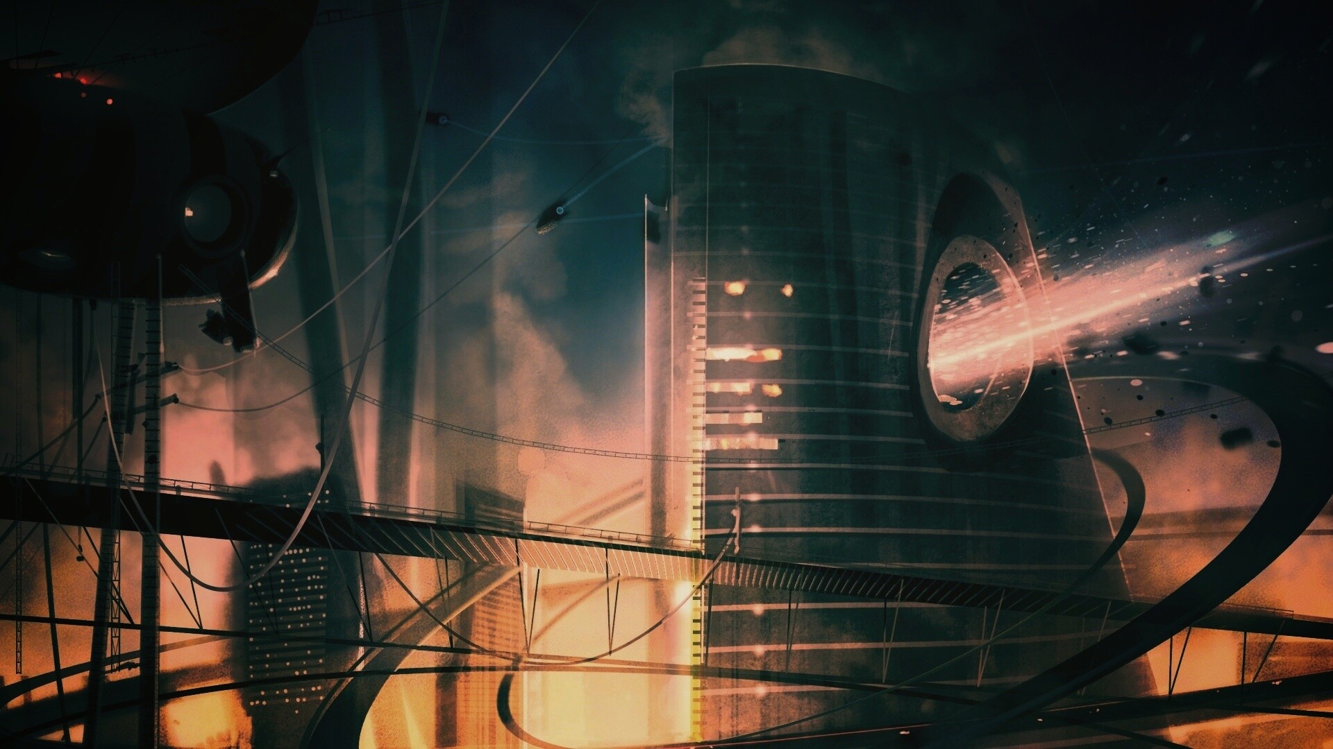 Выброс в городе будущего обои