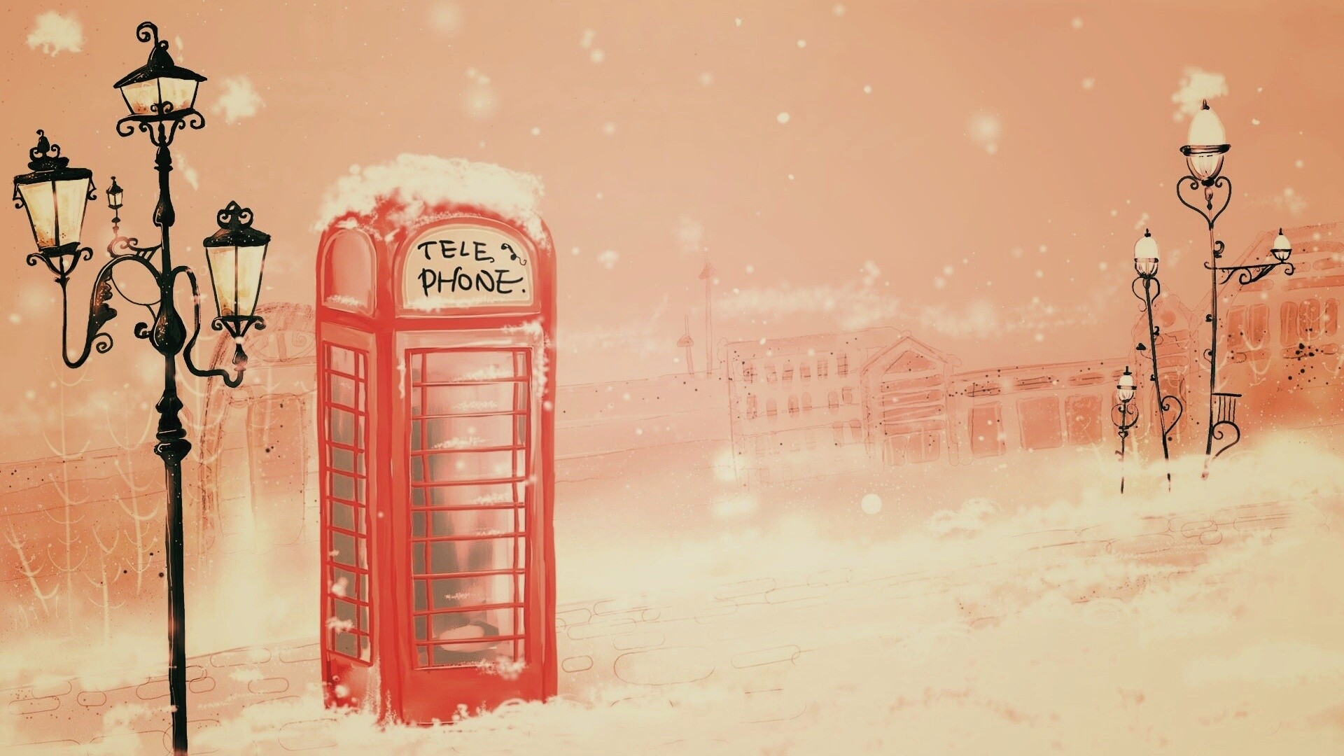 Лондонская телефонная будка обои