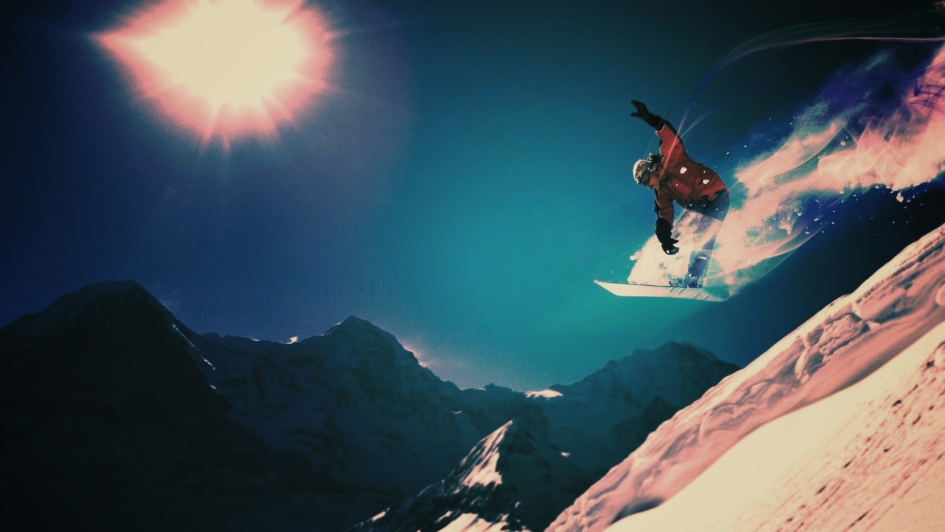 Сноубордист в прыжке обои