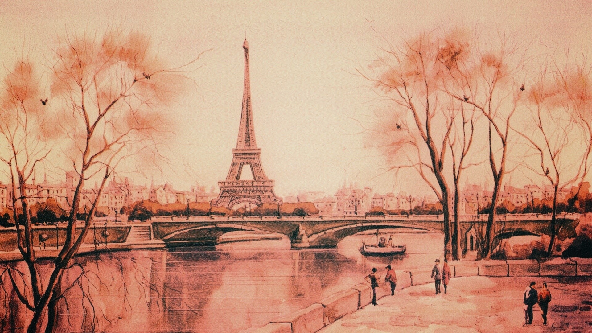 Рисунок Эйфелевой башни обои